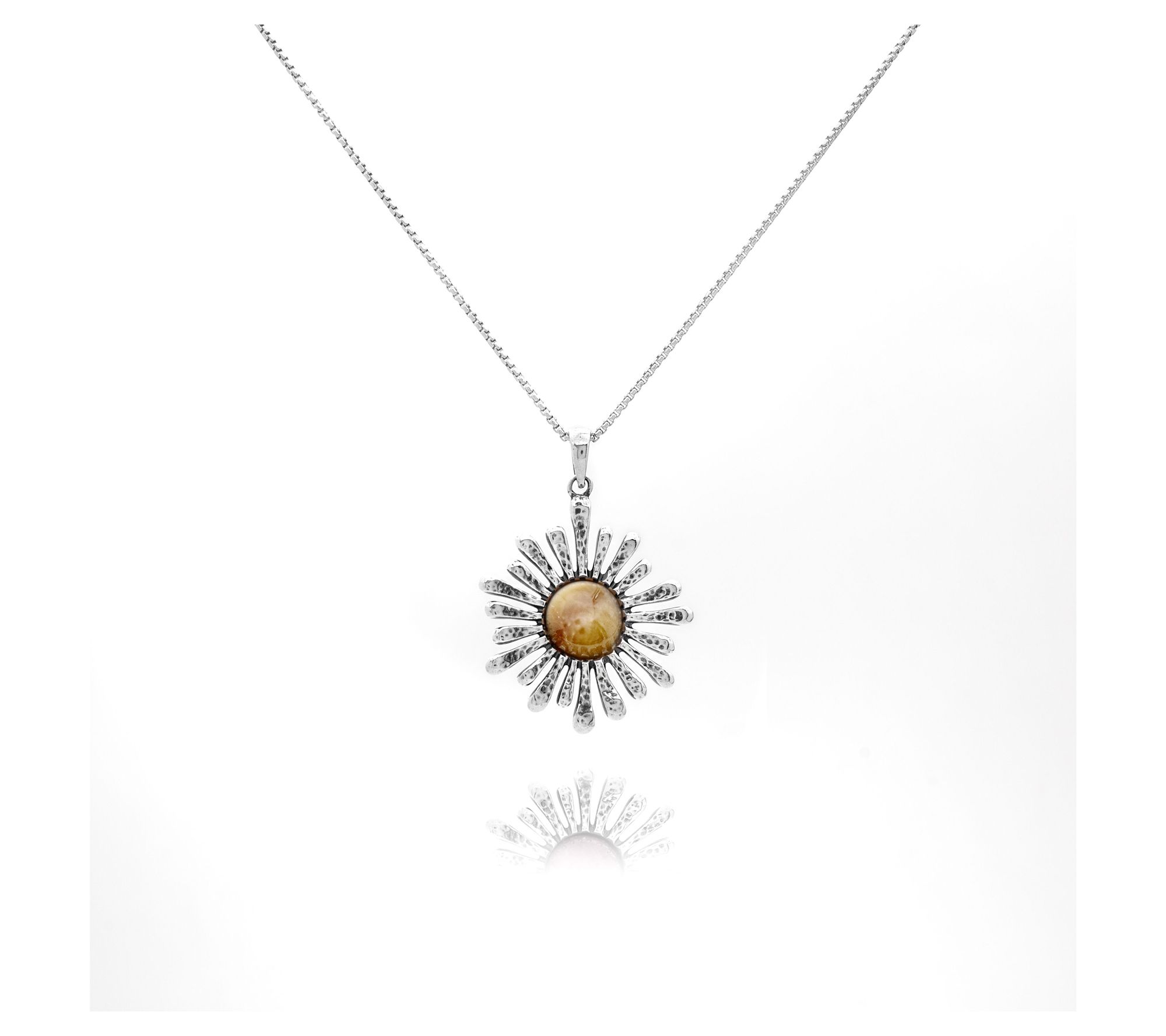 Or Paz Sterling Silver Sun Ray Gemstone Pendant w/ Chain