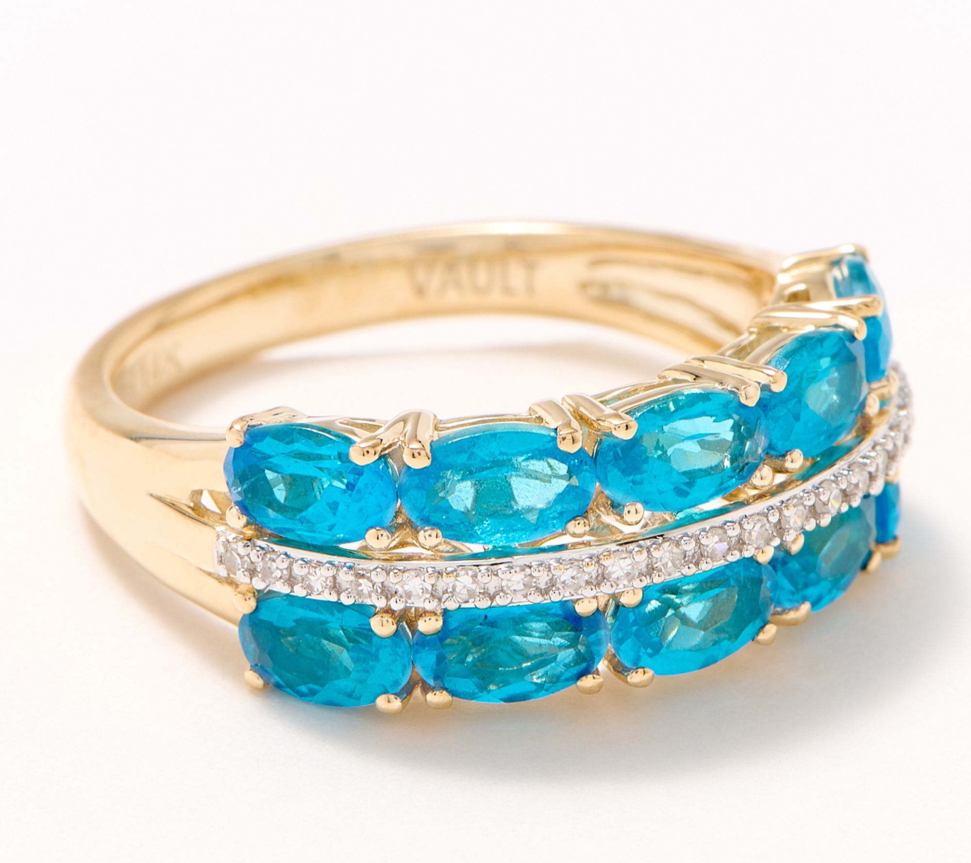 Vault Discoveries Brazil Neon Apatite Ring, 14K Yellow Gold - QVC.com