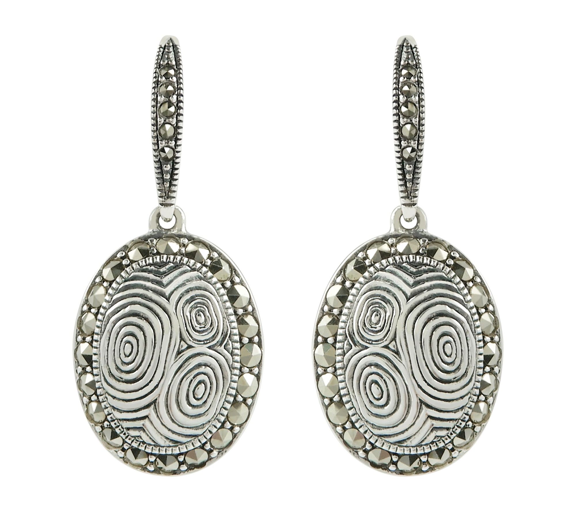 Suspicion Sterling Silver Marcasite Textured Dangle Earrings