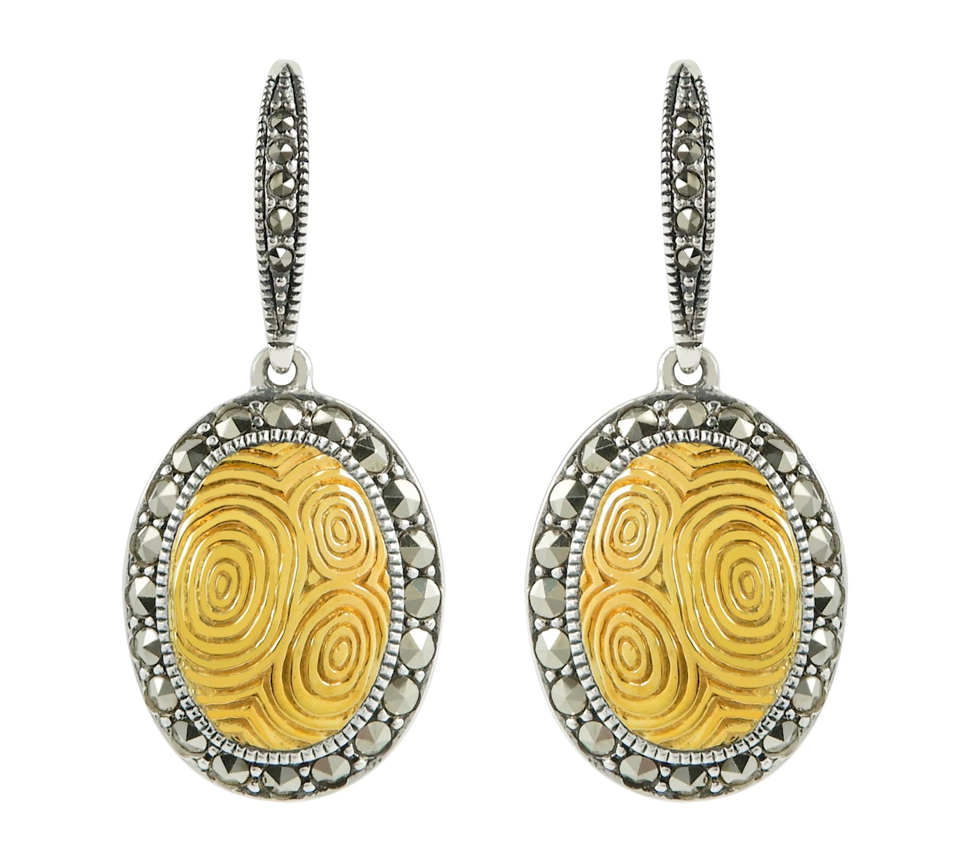 Suspicion Sterling Silver Marcasite Textured Dangle Earrings