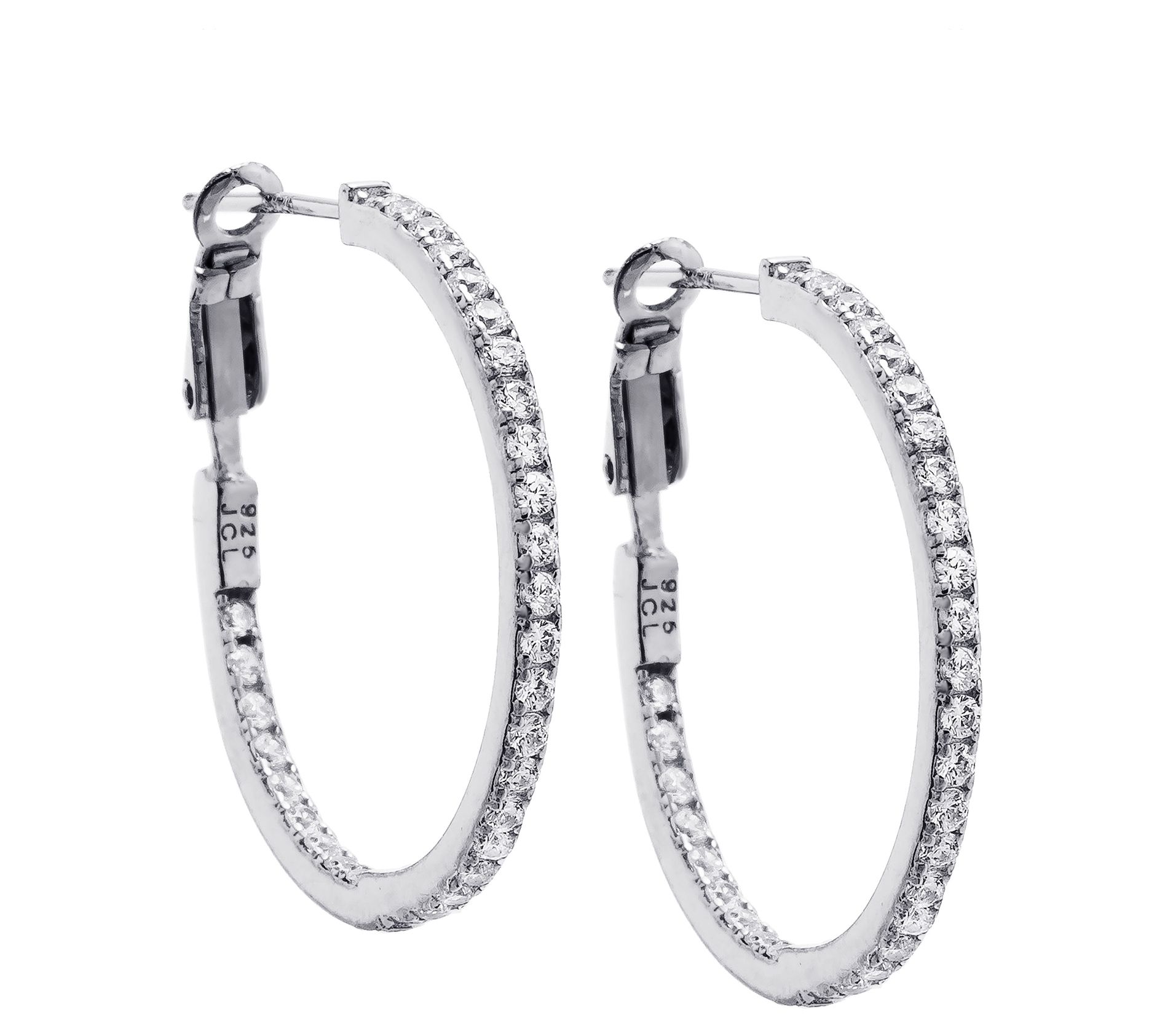 Diamonique 1.26 cttw Inside-Out Hoop Earrings, Sterling Silver - QVC.com