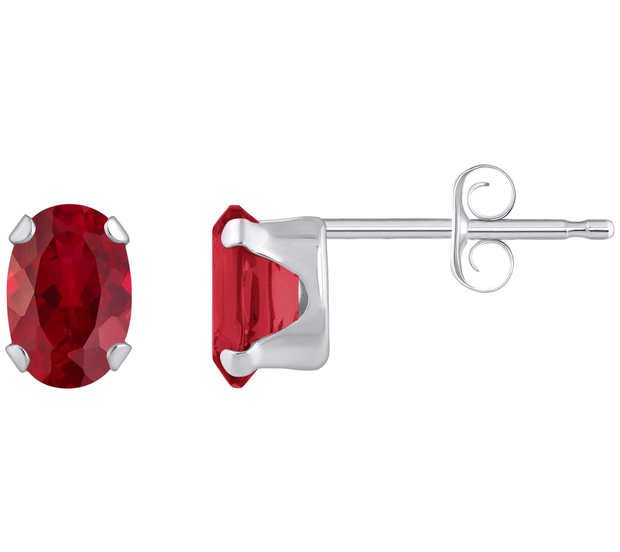 Affinity Gems Oval Created Gemstone Earrings, 10K White Gold