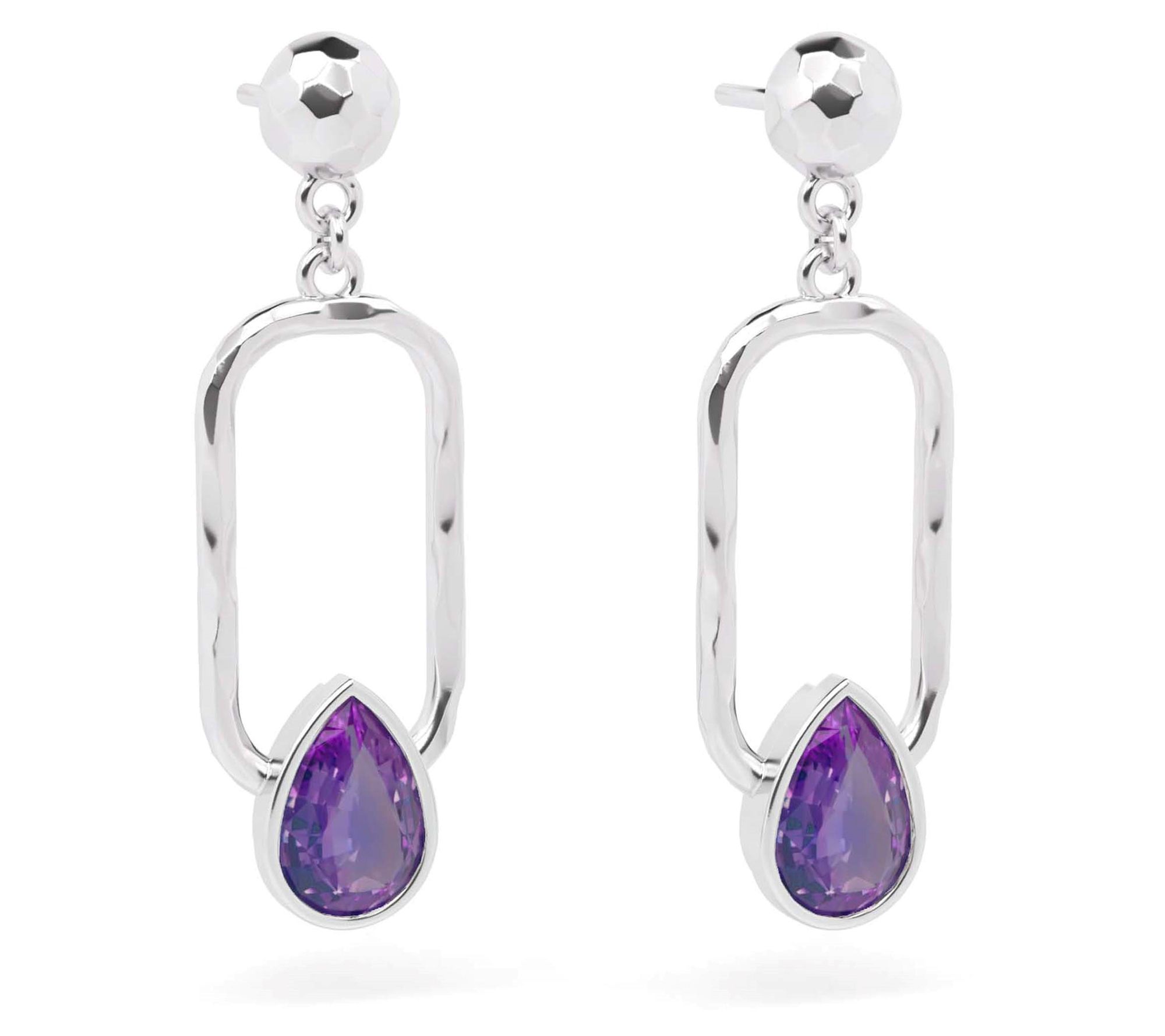 Or Paz Sterling Silver Gemstone Rectangular Drop Earrings
