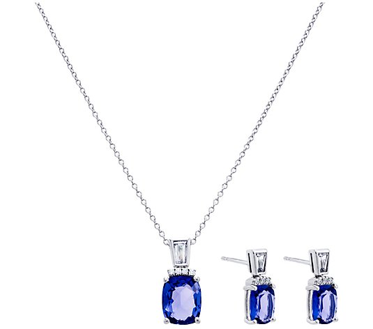 Diamonique Necklace and Earring Set, Sterling S ilver