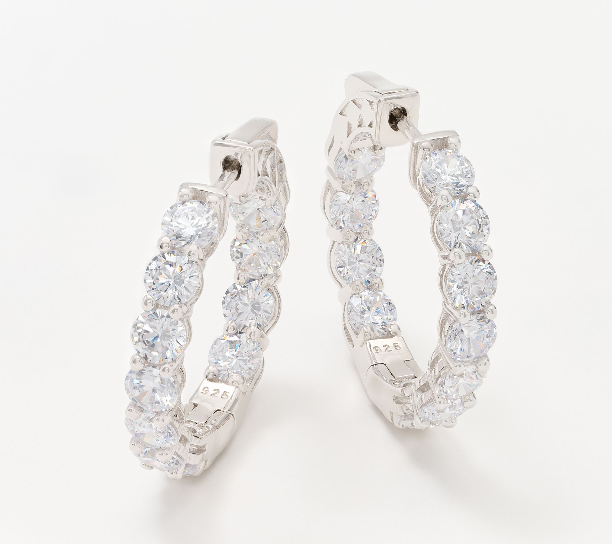 Diamonique Classics Round 4mm Hoop Earrings, Sterling Silver