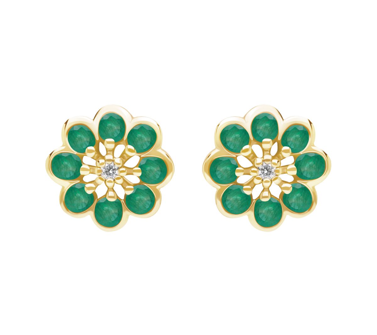 Ariva 14K Gold Gemstone & Diamond Accent Zinnia  Stud Earrings