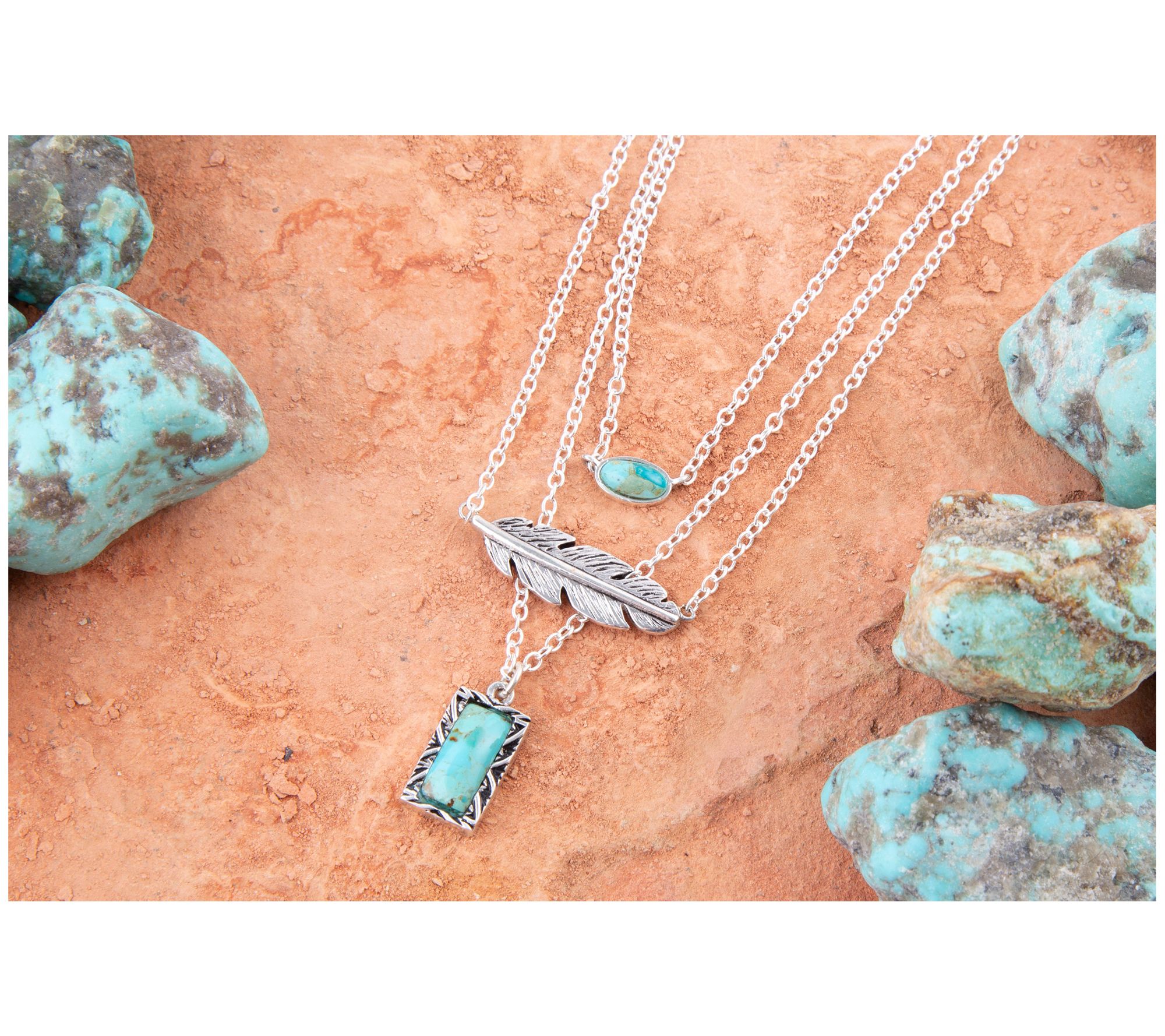 Barse Artisan Crafted Sterling Layered Turquoise Necklace - QVC.com