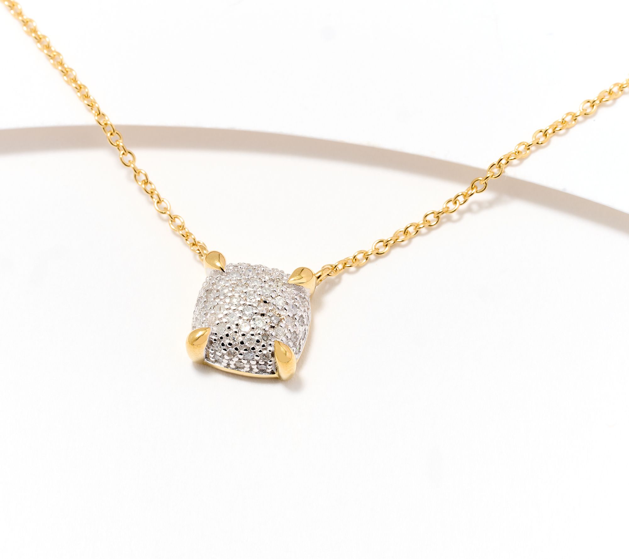  Accents by Affinity Pave Cushion Diamond .25cttw Necklace, 14K