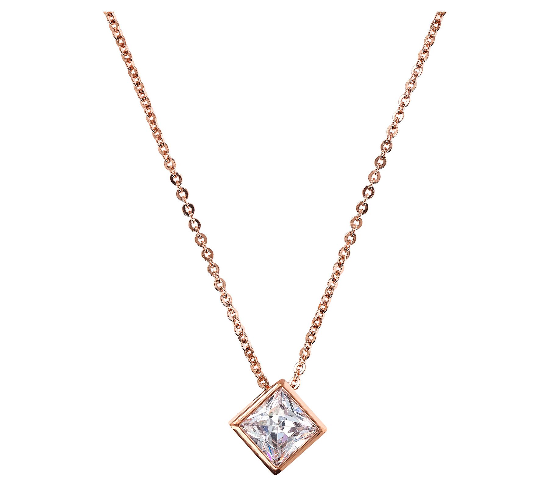 Diamonique x Bronzo Italia Slide Necklace, 18KGold Plated