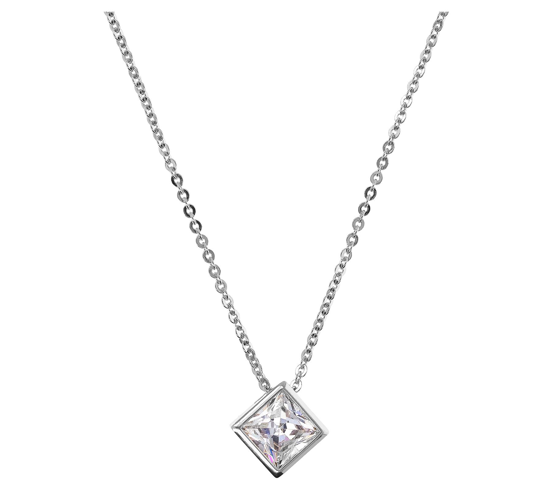 Diamonique x Bronzo Italia Slide Necklace, 18KGold Plated