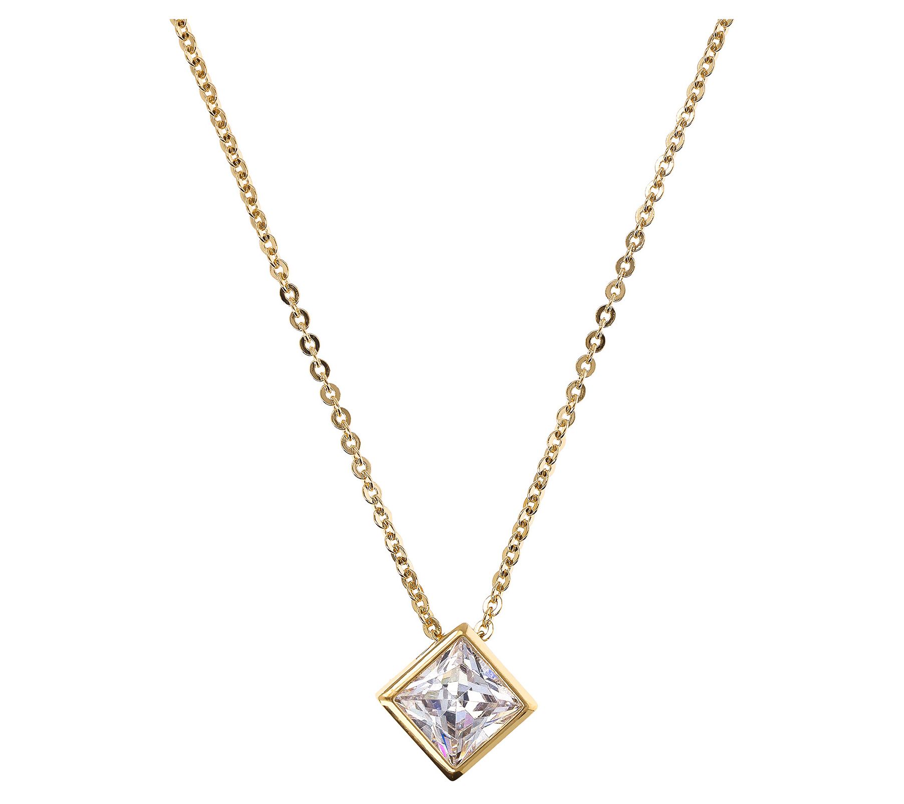 Diamonique x Bronzo Italia Slide Necklace, 18KGold Plated