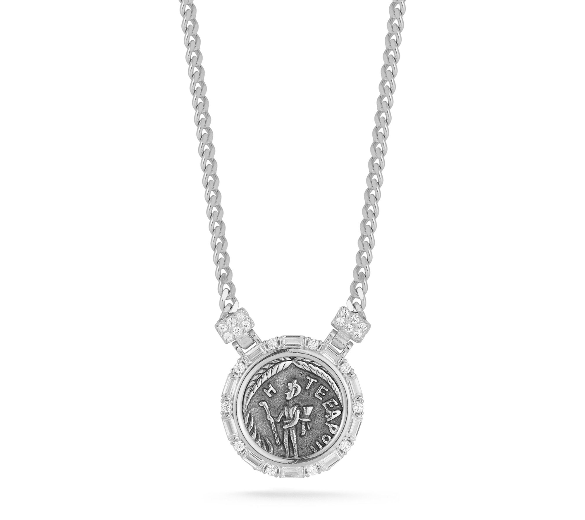 Sterlina Silver Vintage Coin Necklace, Sterling