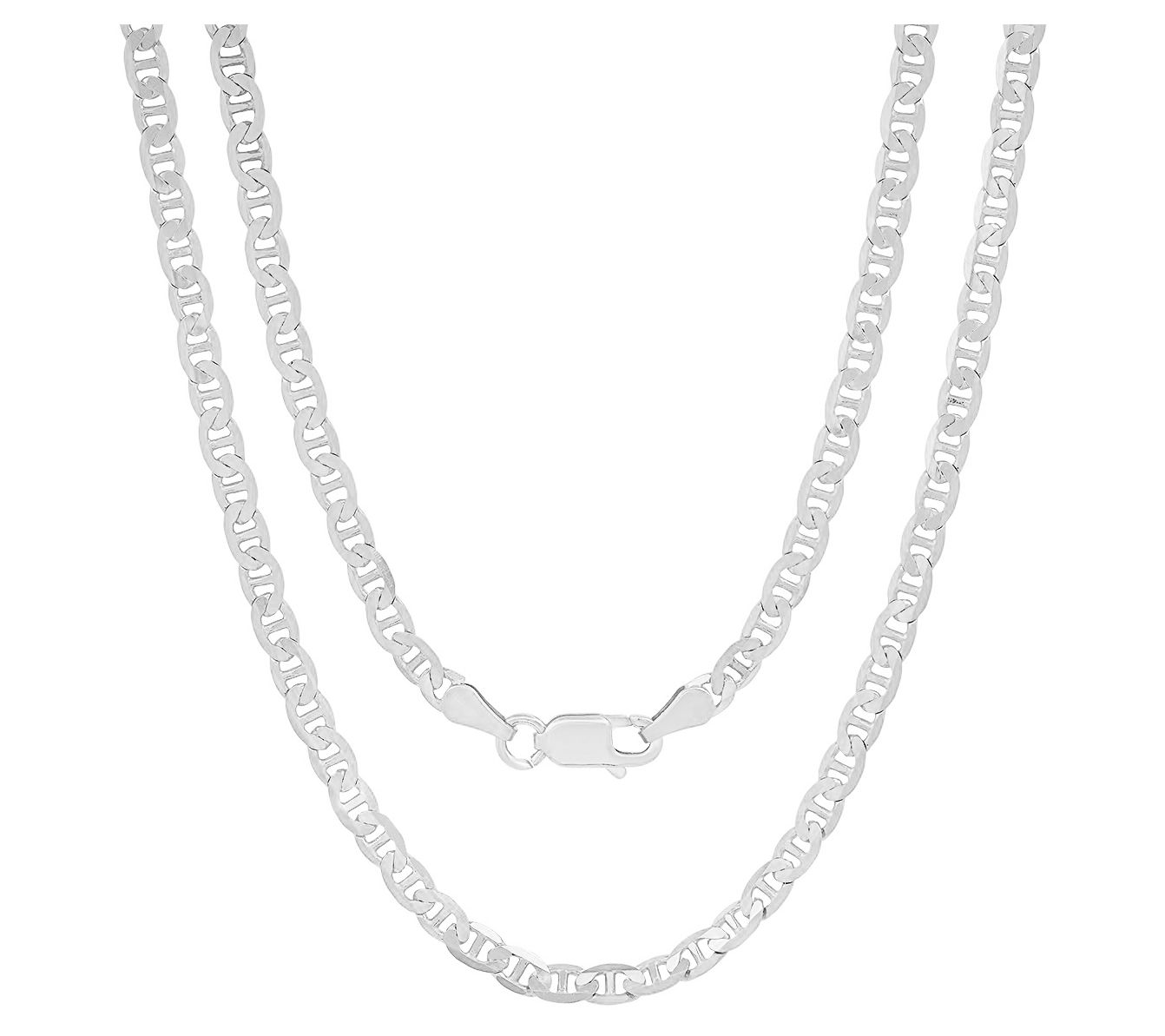 Italian Silver Unisex Mariner Chain Necklace, Sterling