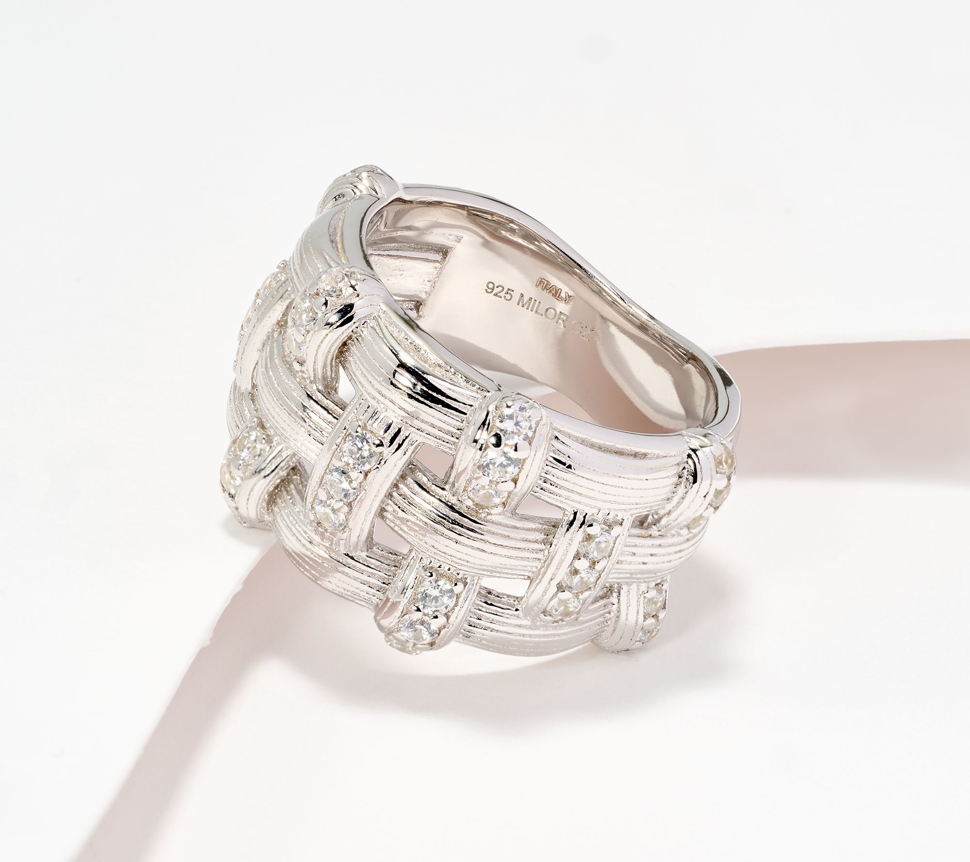 "As Is" David Markstein Sterling Silver CZ Accented Basket Ring