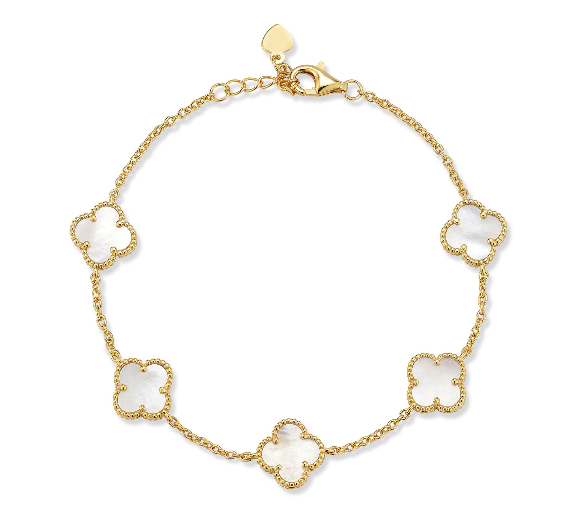 Sterlina Silver Simulated Gemstone Clover Bracelet, 14K Plated