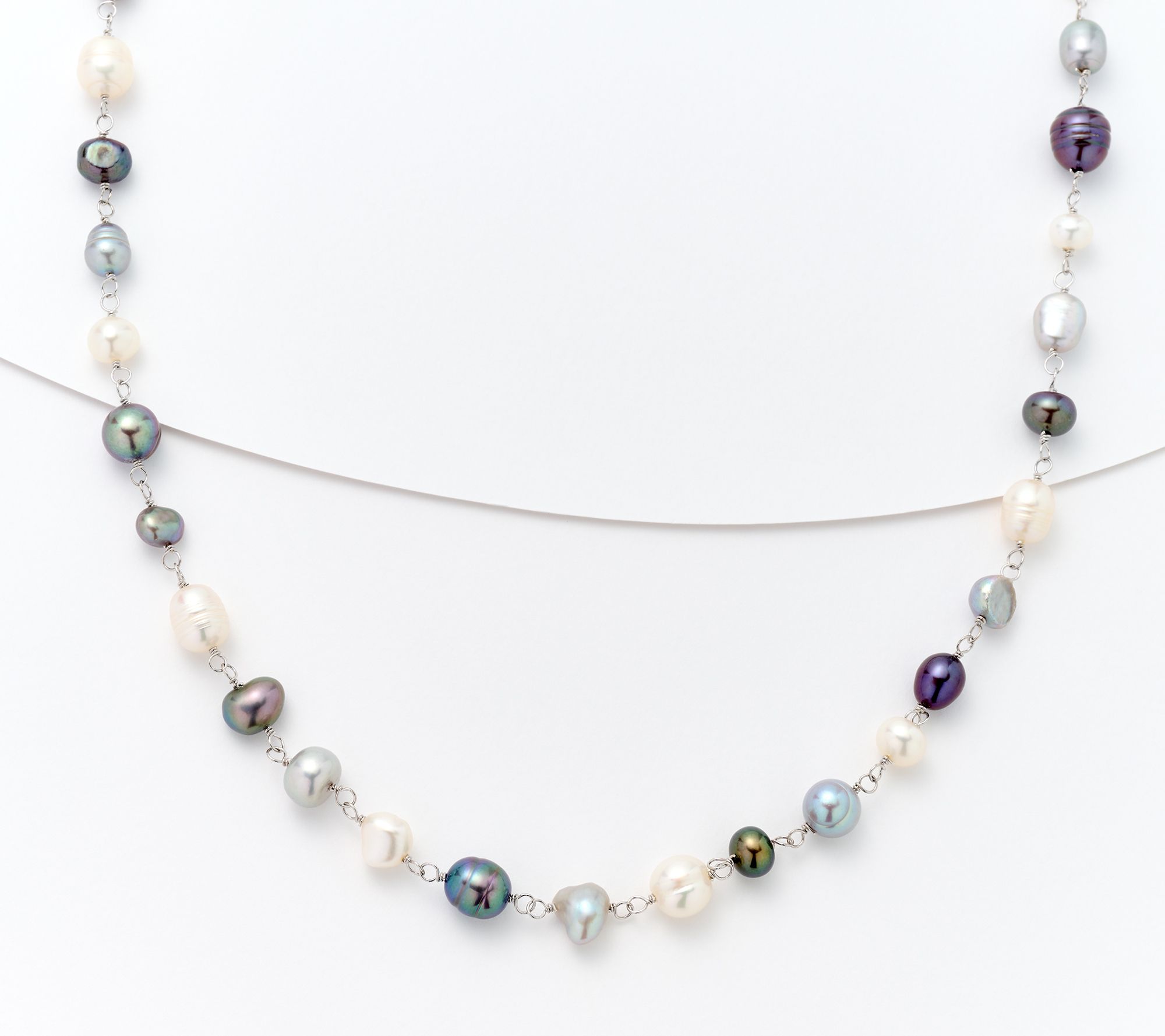 "As Is" Honora Choice of Color Cultured Pearl 36" Necklace, Sterling Silver