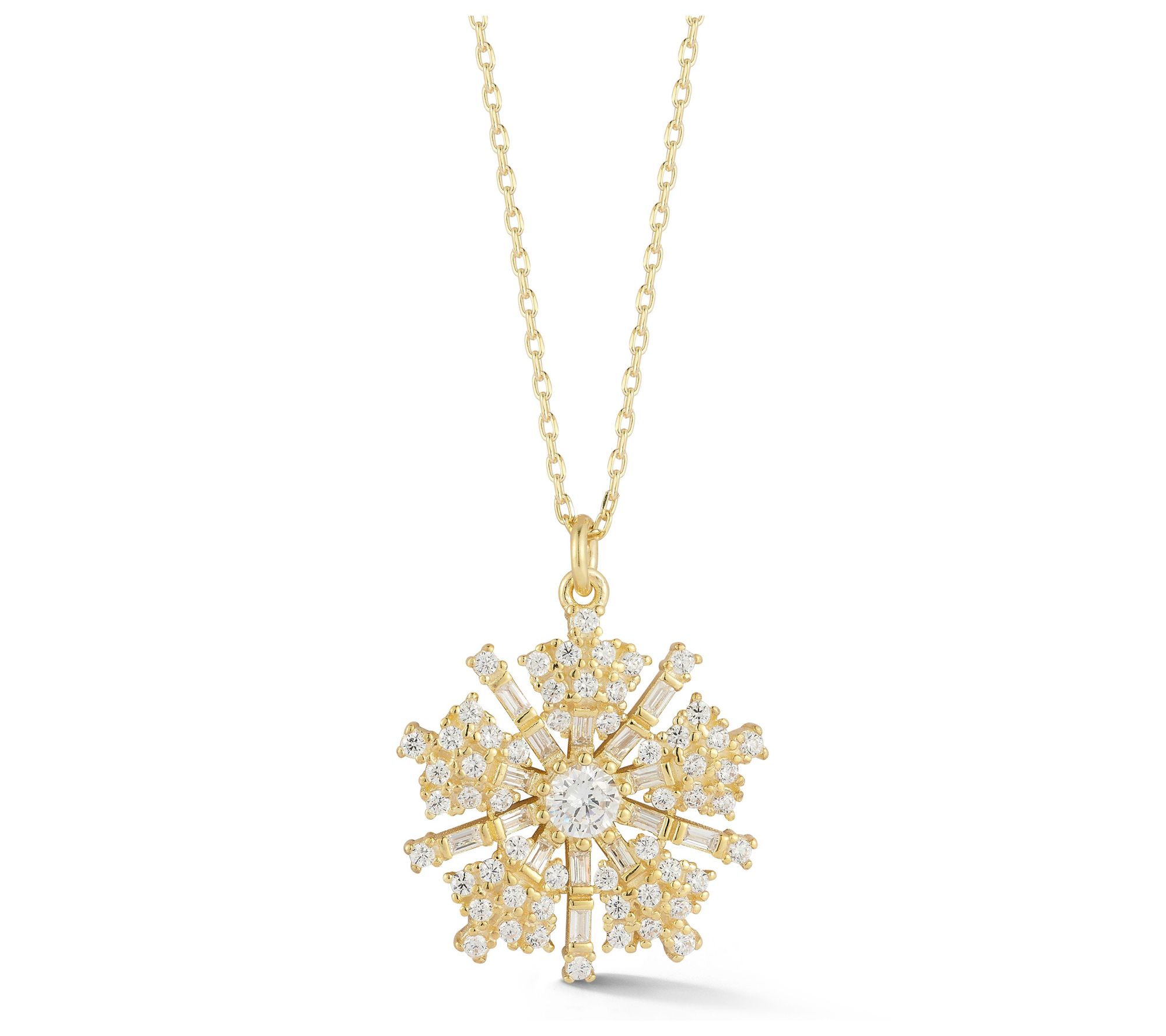 Sterlina Silver Pave Snowflake Pendant w/Chain,Sterling