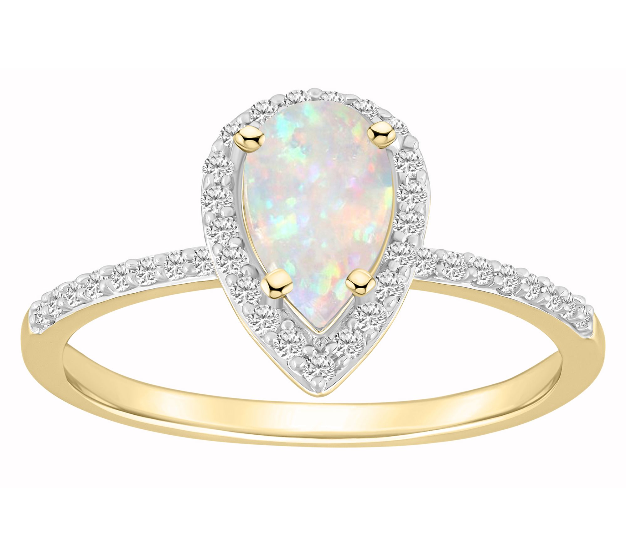 Affinity Gems Pear Cut Created Gemstone Halo Ring, 10K Gold