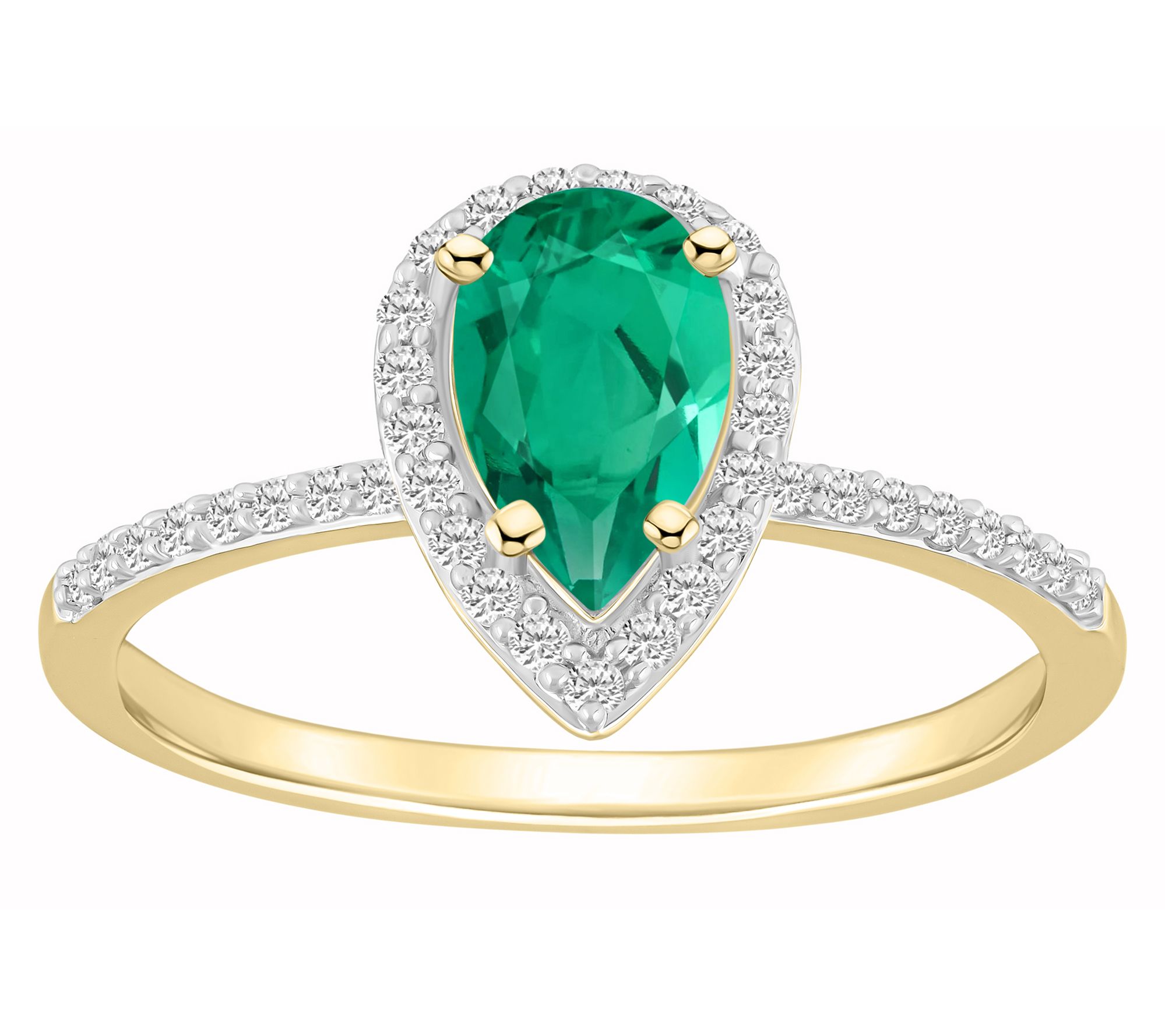 Affinity Gems Pear Cut Created Gemstone Halo Ring, 10K Gold