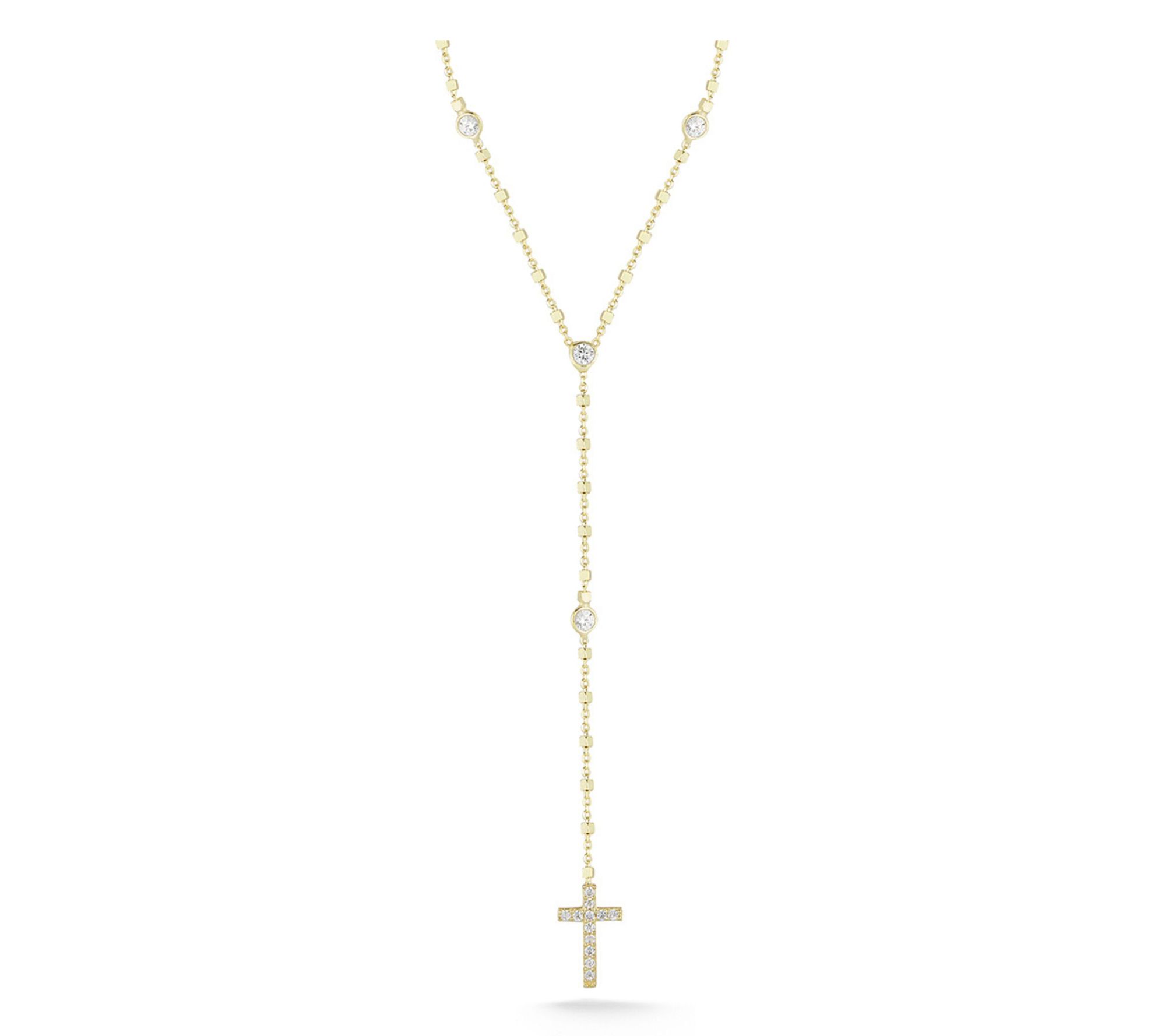 Sterlina Silver Pave Cross Lariat Necklace, Sterling