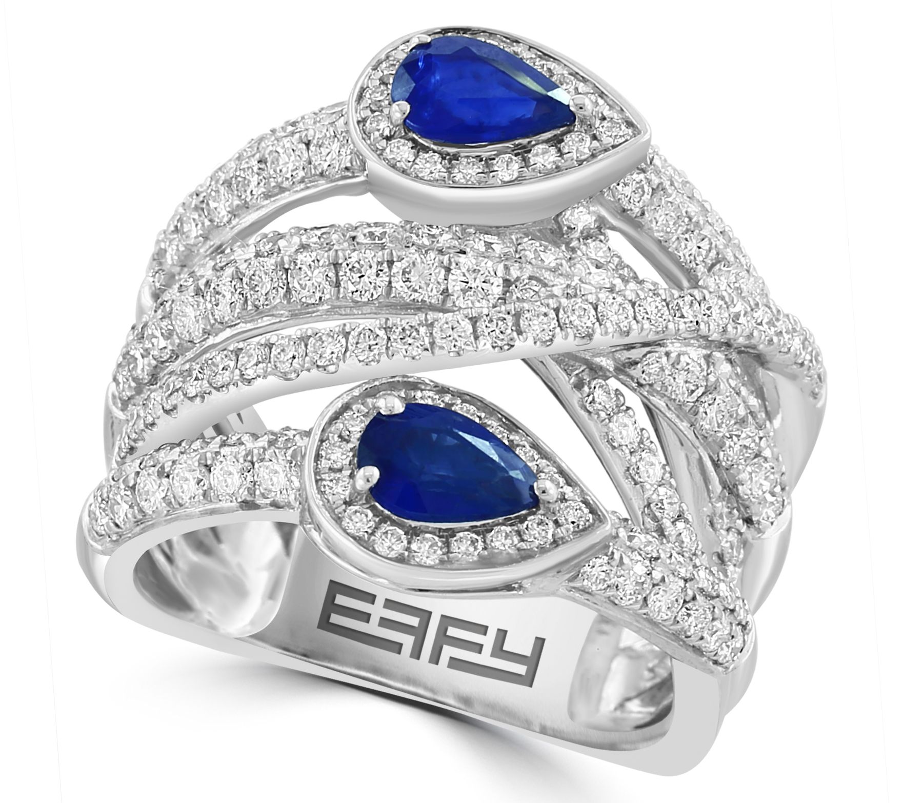 Effy Diamond & Sapphire Cocktail Ring, 14K White Gold