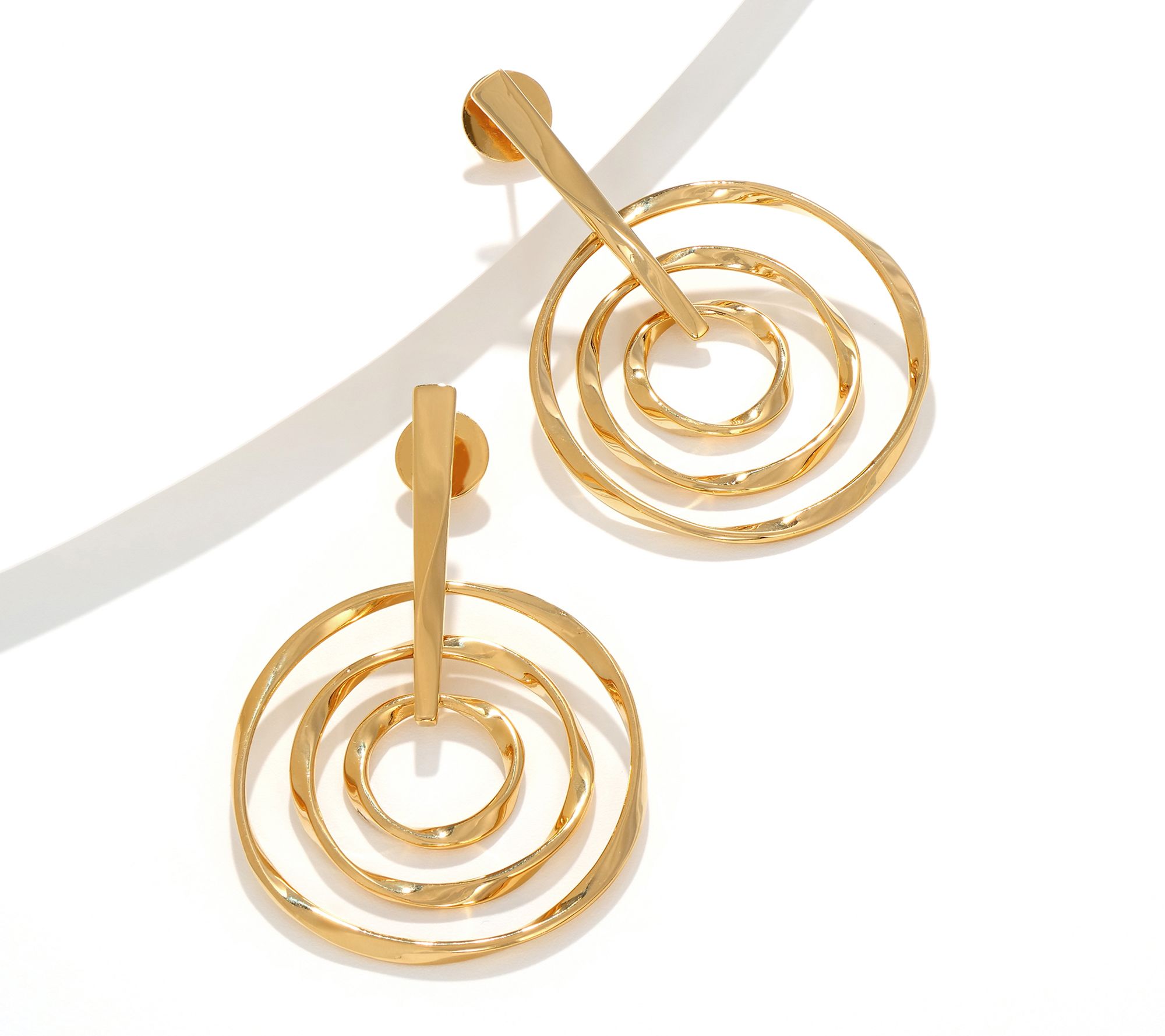 "As Is" Christian James by Scott Grimes 18K Clad Ripple Circle Earrings