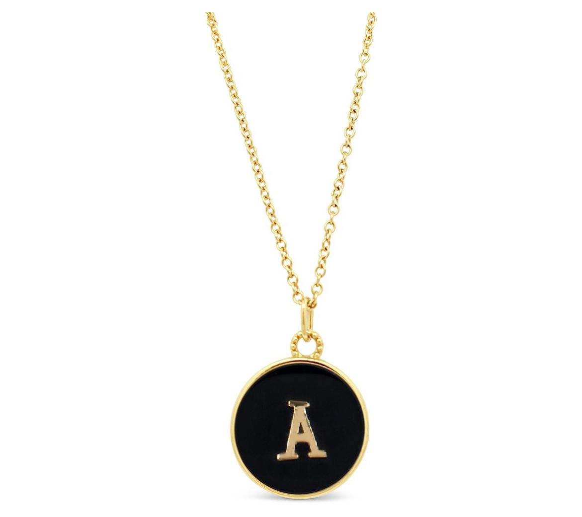 Elyse Ryan 14K Gold Clad Onyx Initial Pendant w/ Chain