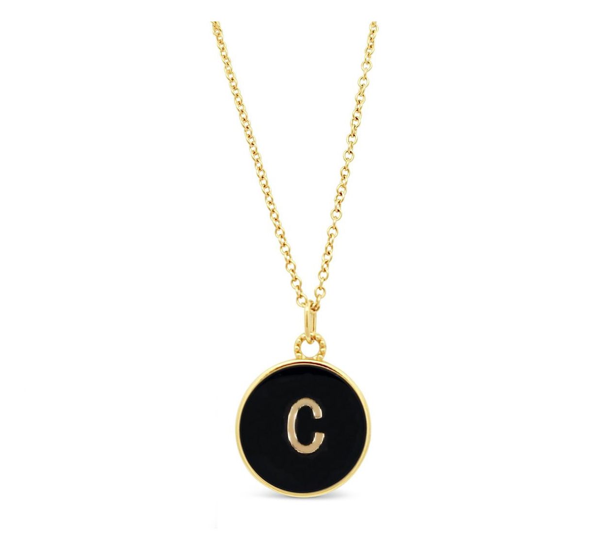 Elyse Ryan 14K Gold Clad Onyx Initial Pendant w/ Chain