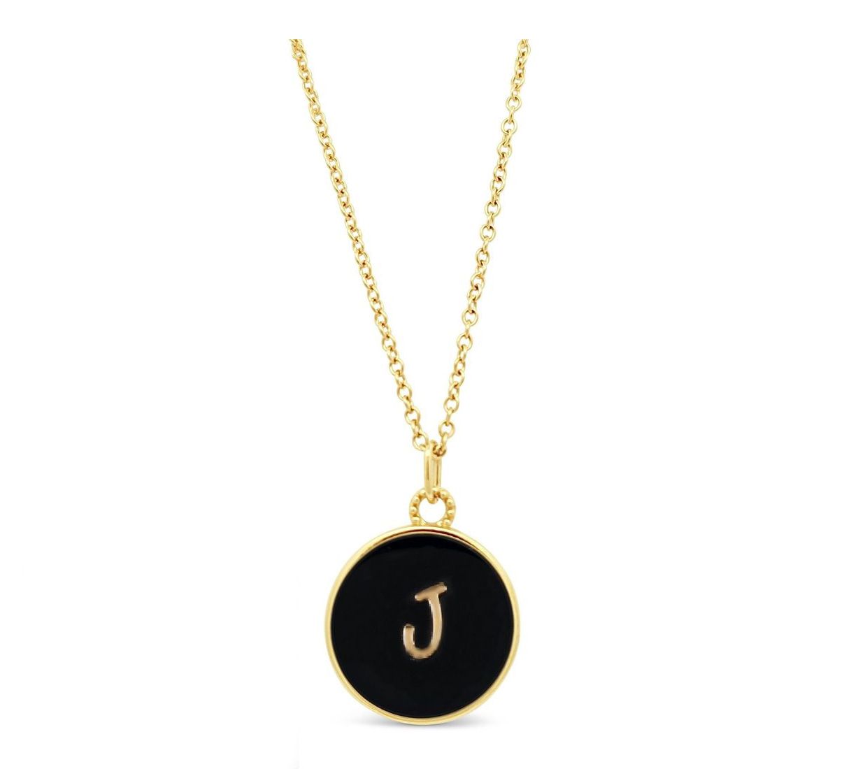 Elyse Ryan 14K Gold Clad Onyx Initial Pendant w/ Chain