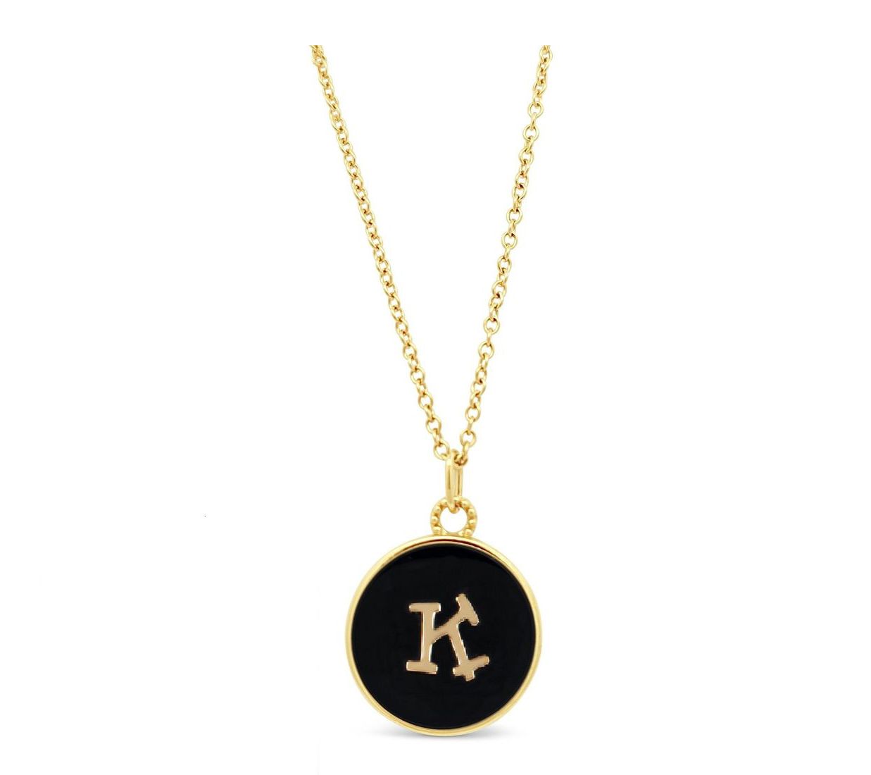 Elyse Ryan 14K Gold Clad Onyx Initial Pendant w/ Chain