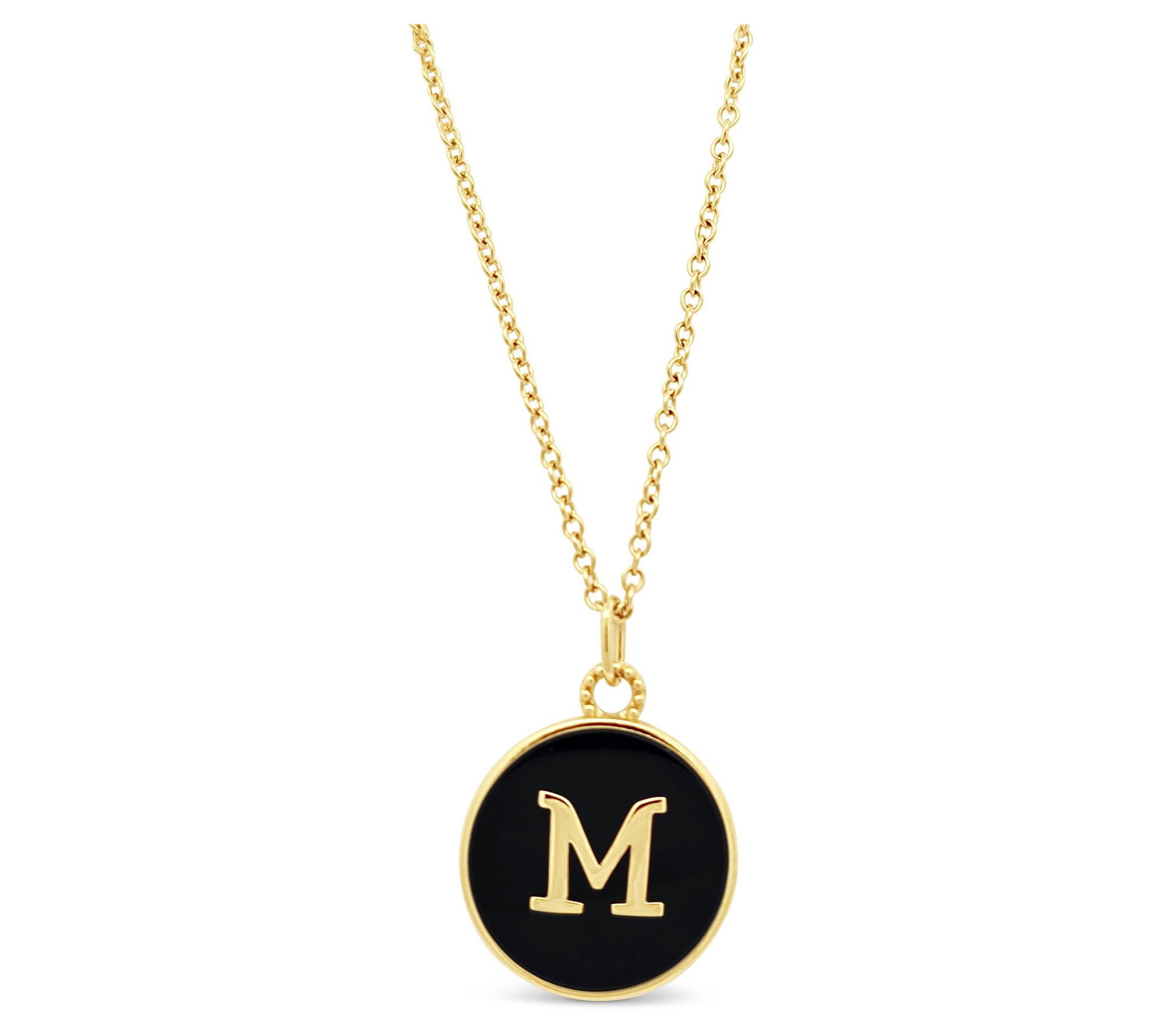 Elyse Ryan 14K Gold Clad Onyx Initial Pendant w/ Chain