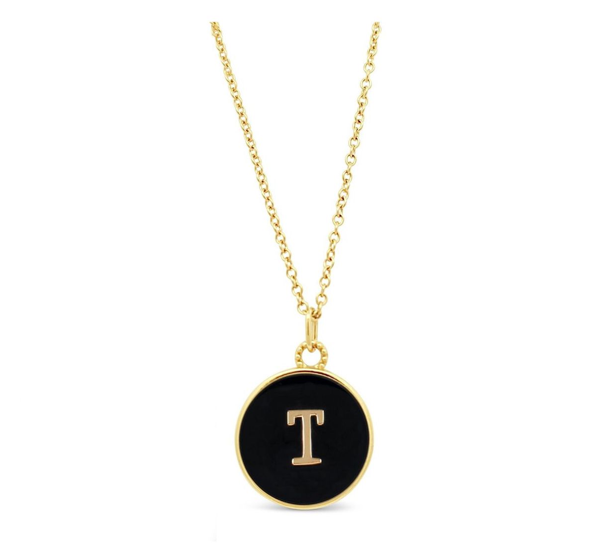 Elyse Ryan 14K Gold Clad Onyx Initial Pendant w/ Chain