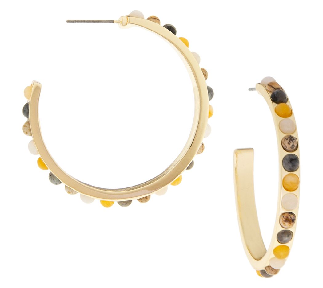 Marlyn Schiff Gemstone Hoop Earrings