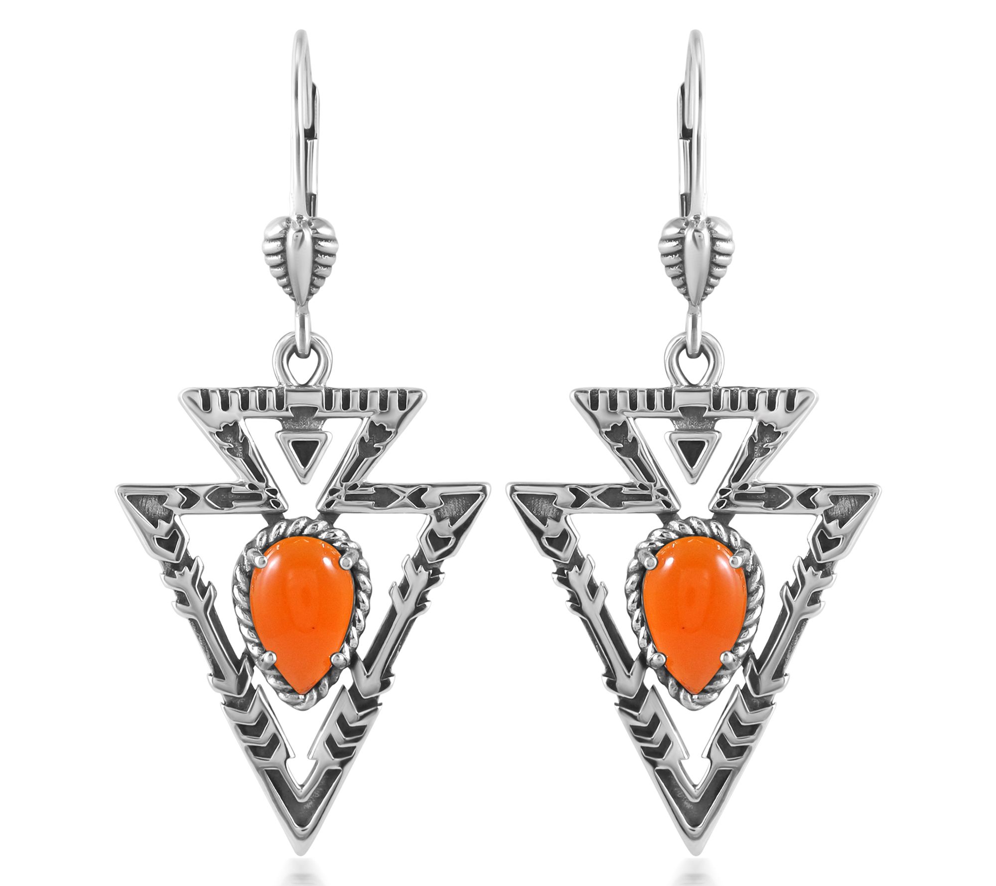 American West Sterling Gemstone Arrowhead Dangle Earrings