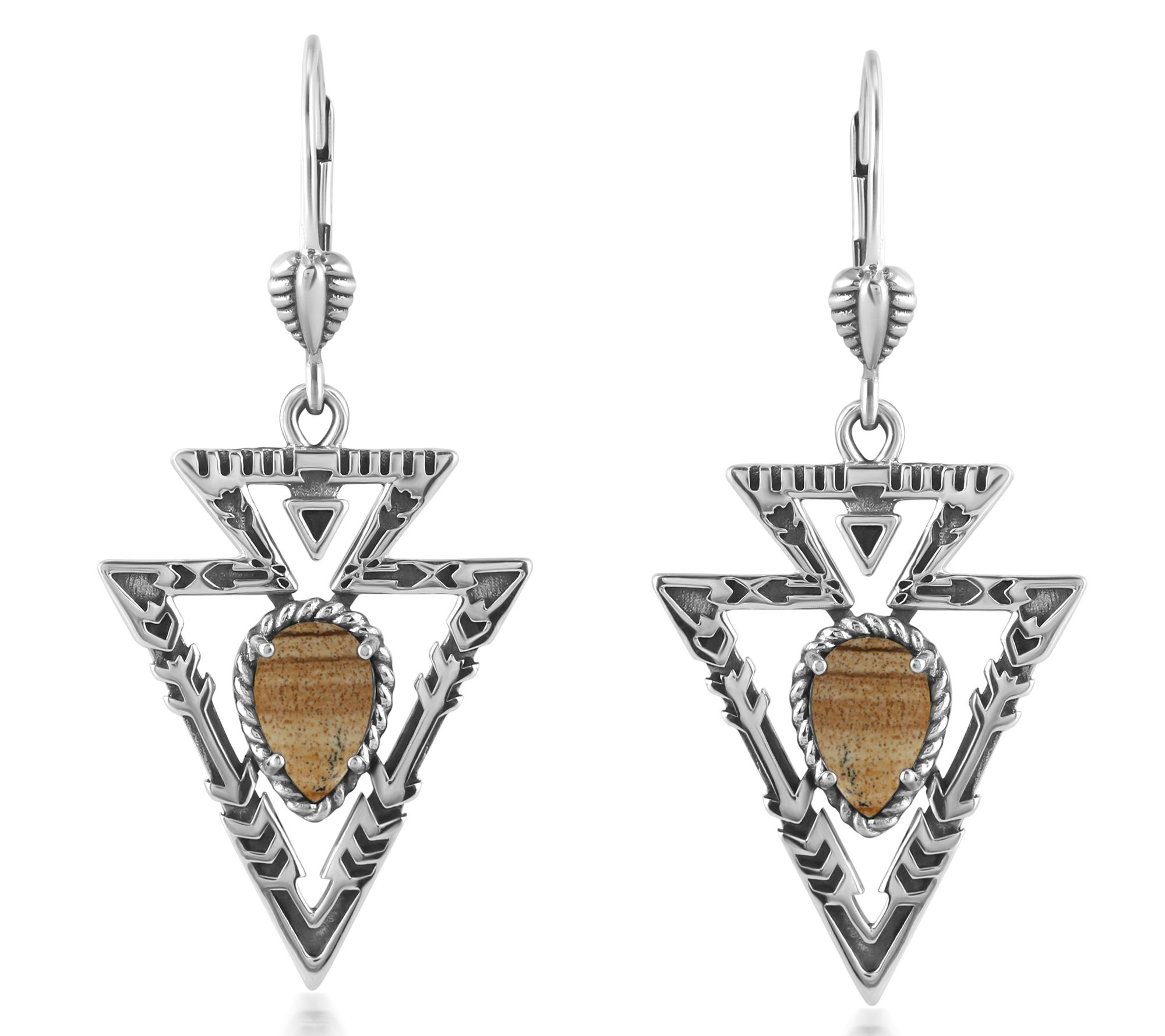American West Sterling Gemstone Arrowhead Dangle Earrings