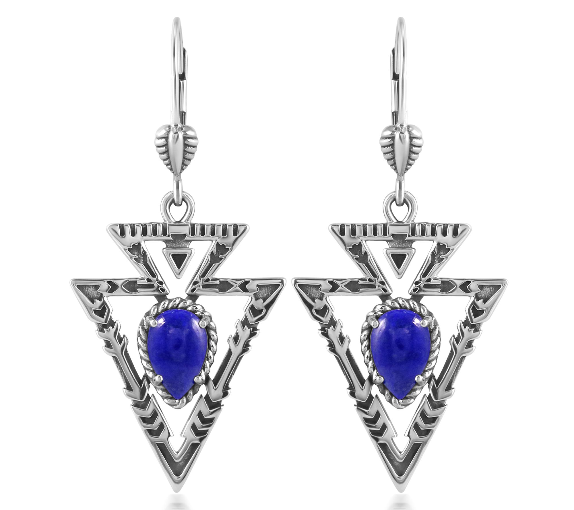 American West Sterling Gemstone Arrowhead Dangle Earrings