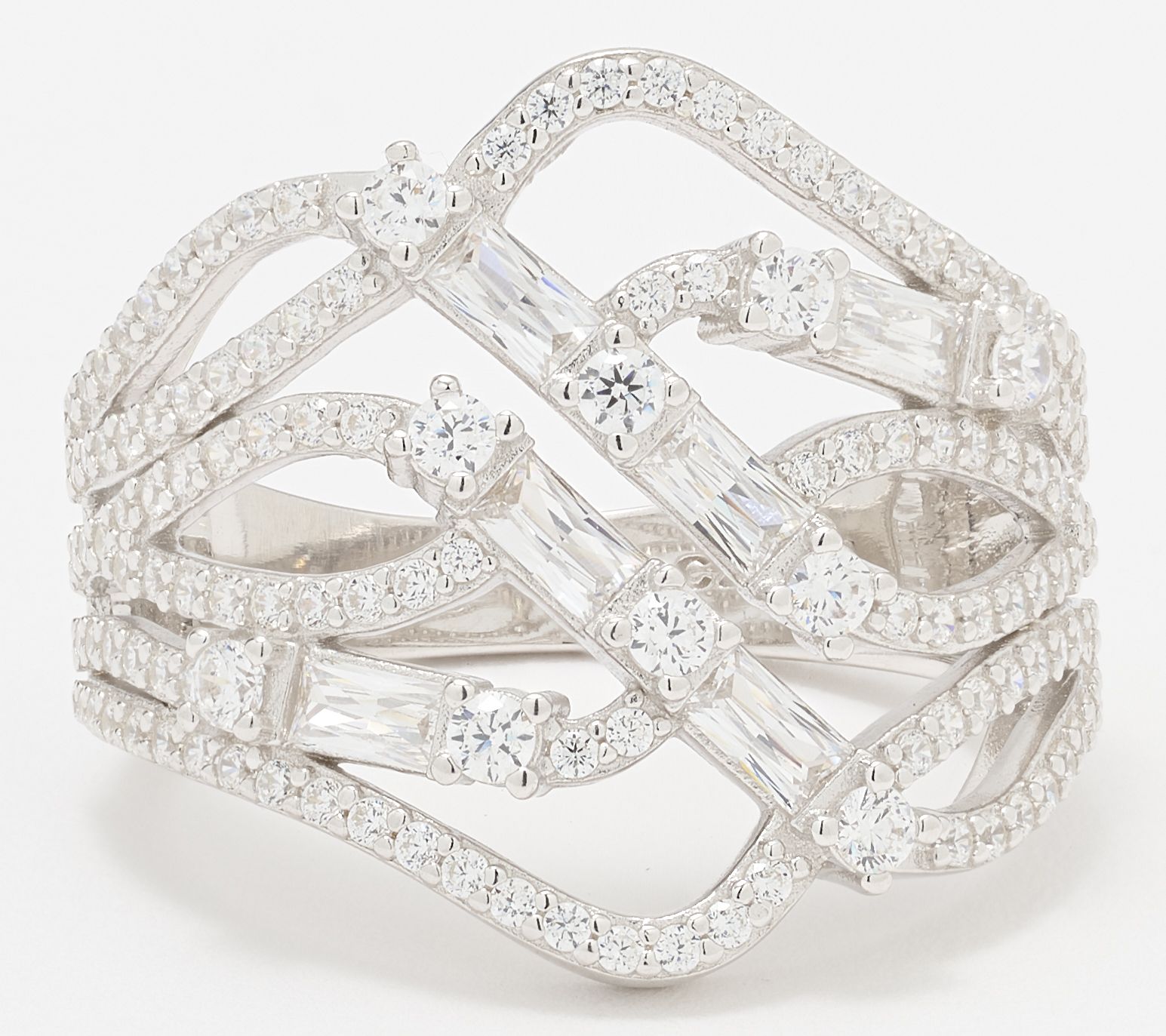 Diamonique x Kathy Levine Wonder Web Band Ring, Sterling Silver