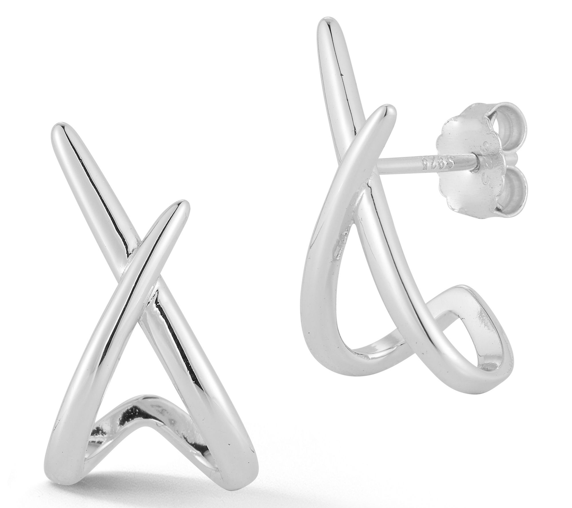 Rachel Zoe Polished Criss Cross Stud Earrings,Sterling