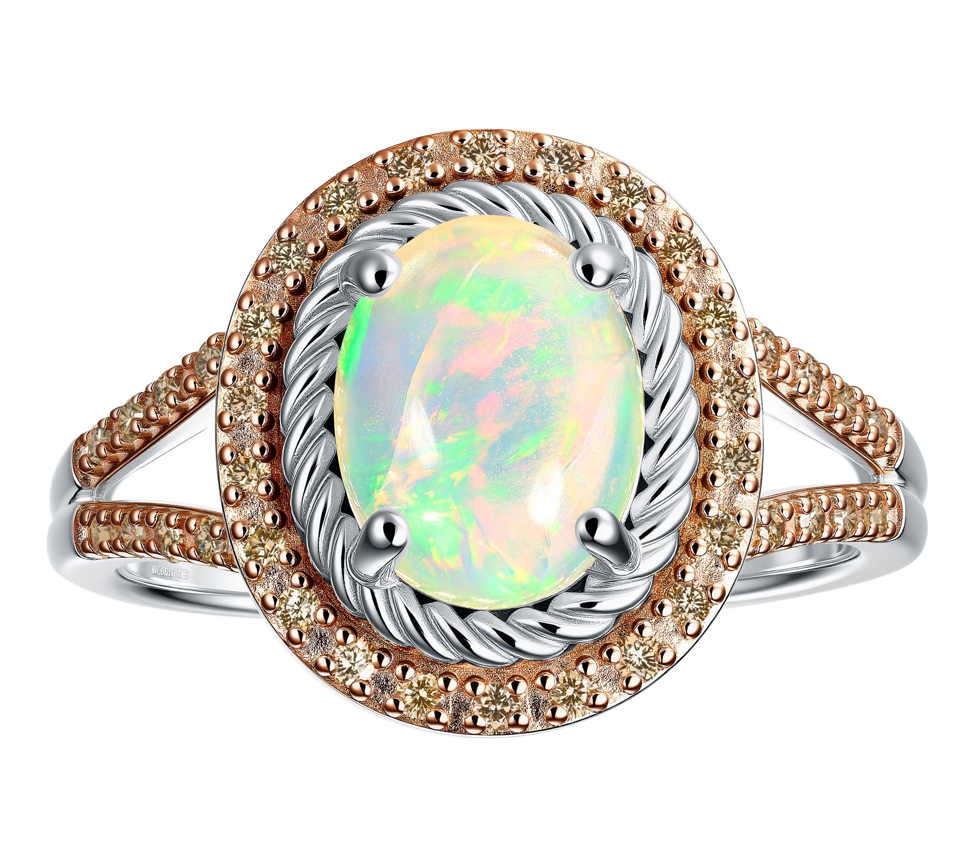 Accents by Affinity Brown Diamond & Opal Ring,Sterling