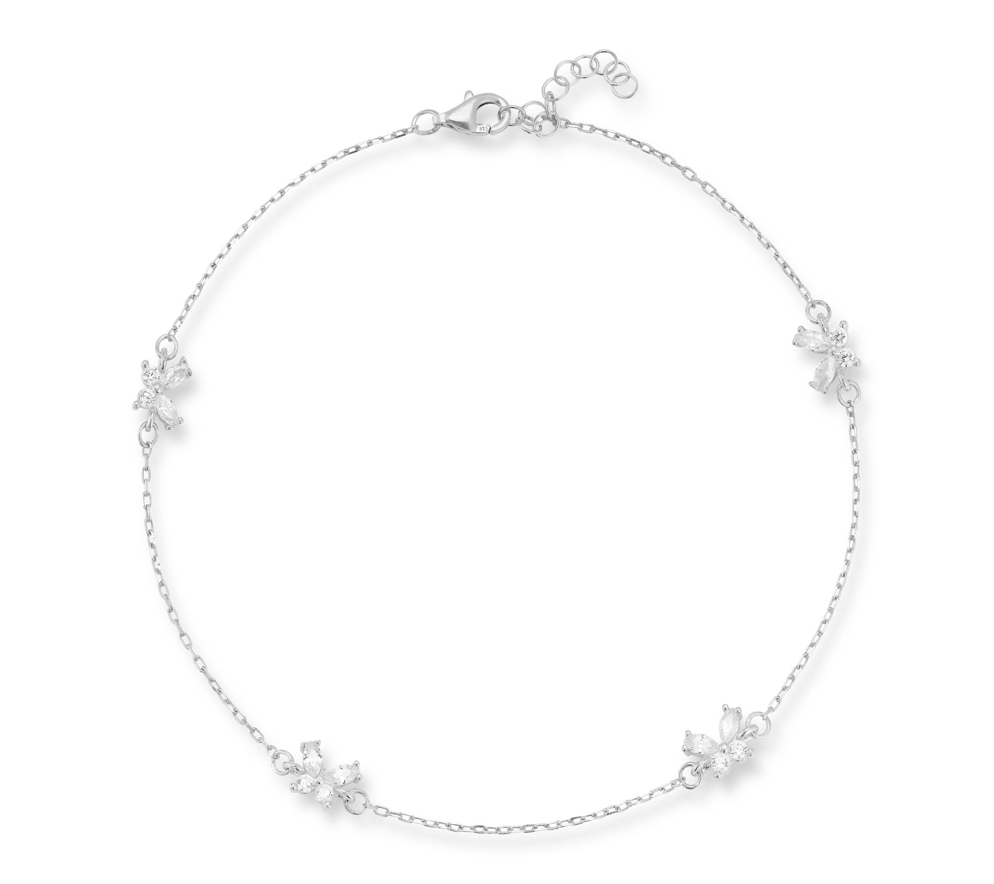 Sterlina Silver Butterfly Station Ankle Bracelet, Sterling