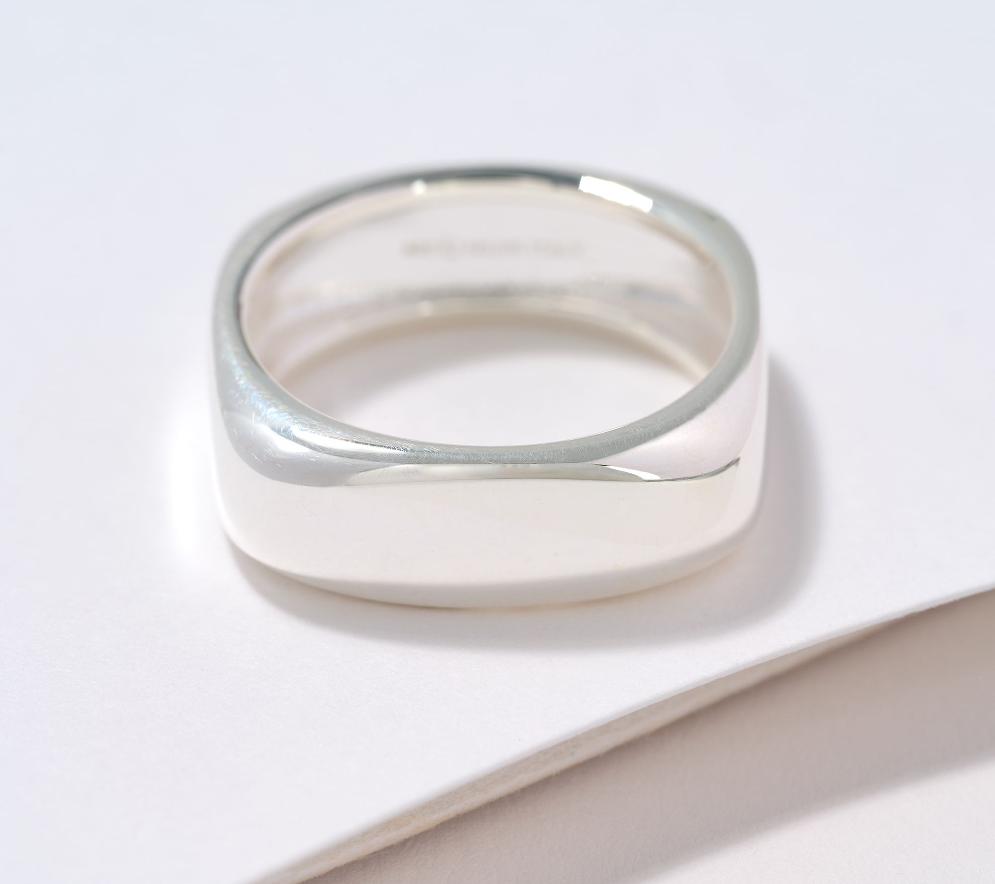 "As Is" UltraFine 950 Silver Square Polished 7mm Ring