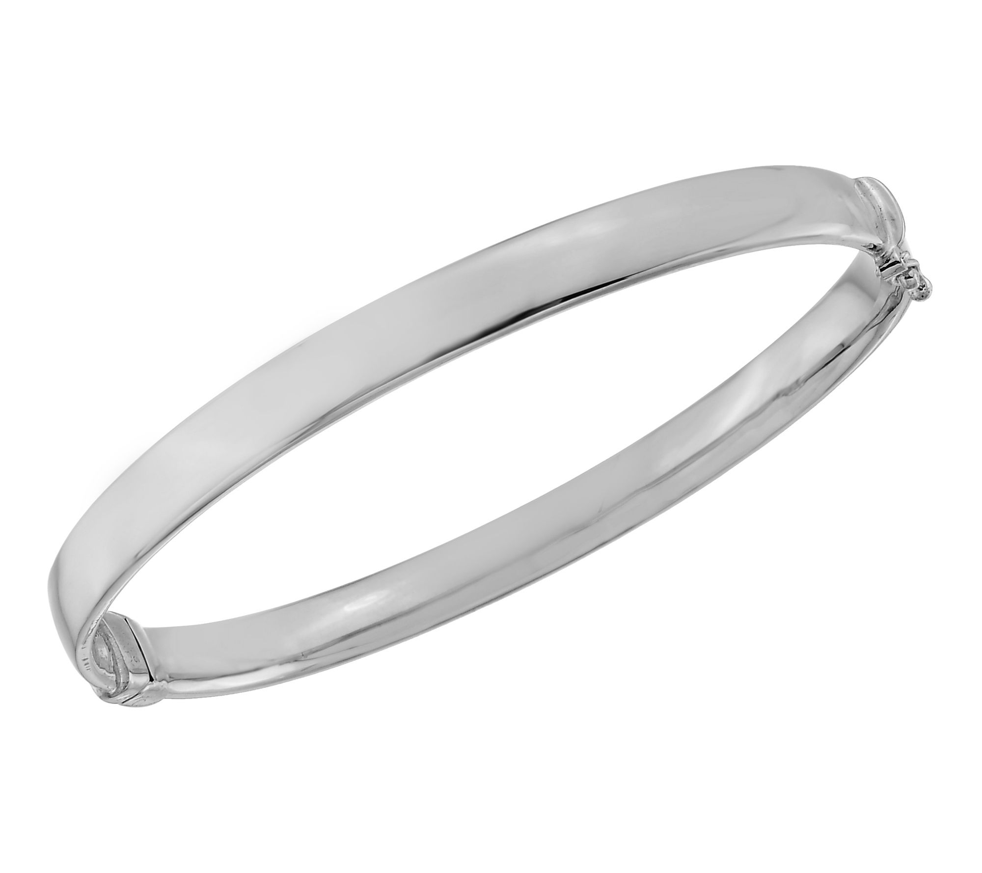 Silver Style Oval Hinged Bangle Bracelet, Sterling