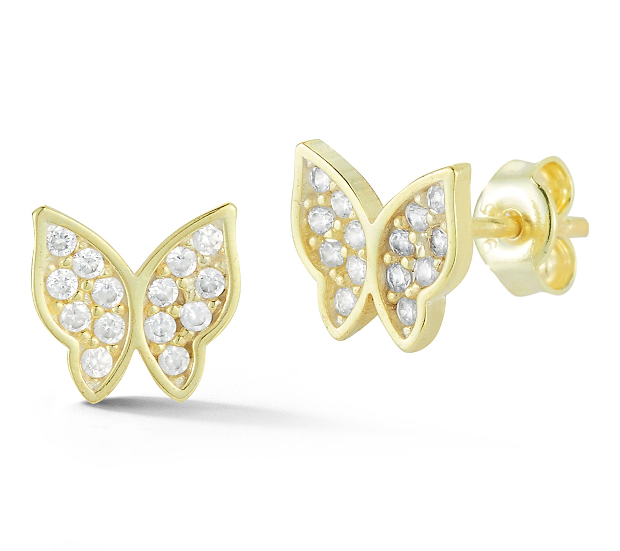 Sterlina Silver Dainty Pave Butterfly Stud Earrings, Sterling