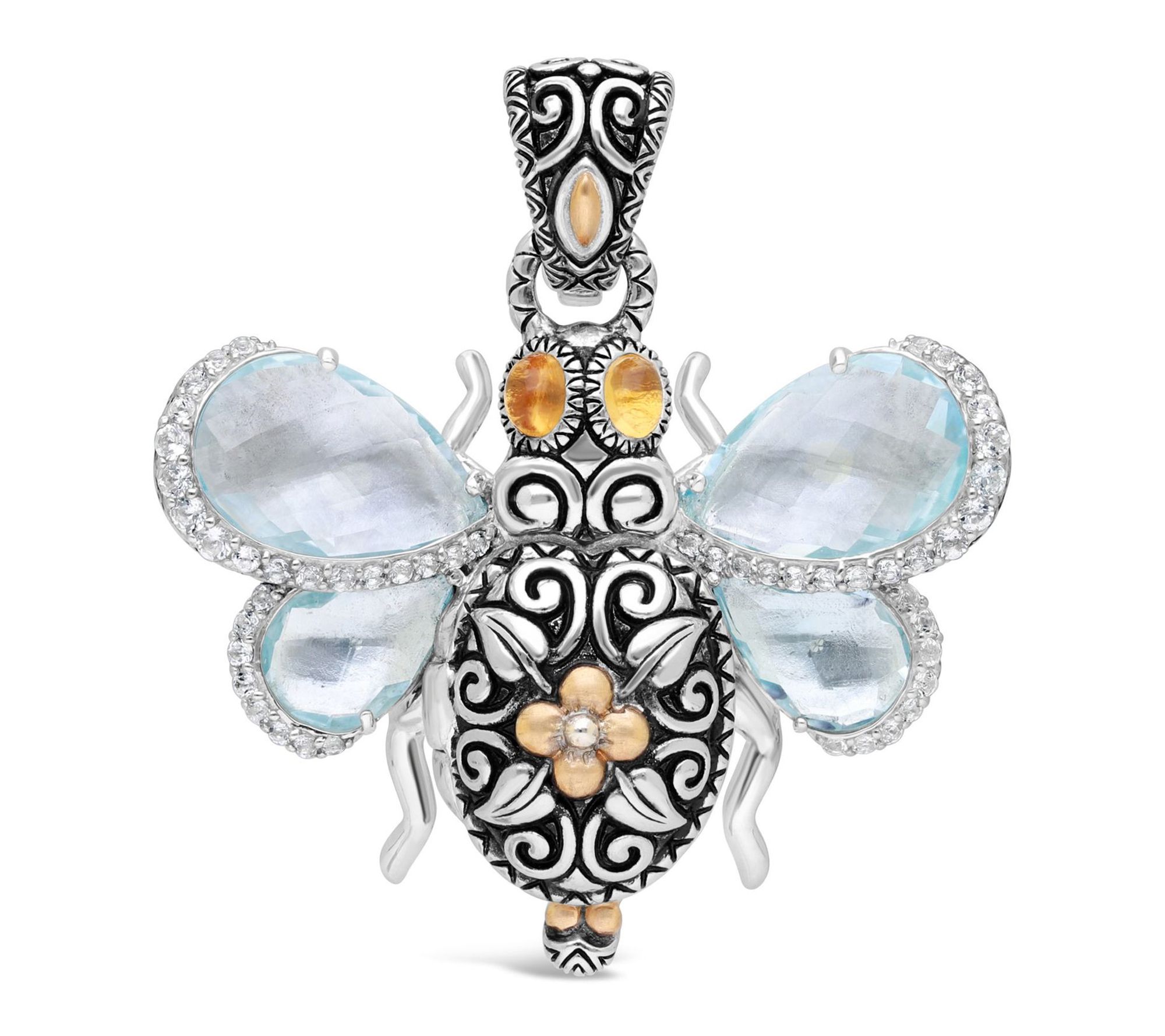 Barbara Bixby Sterling & 18K Blue Topaz Bee Locket Enhancer