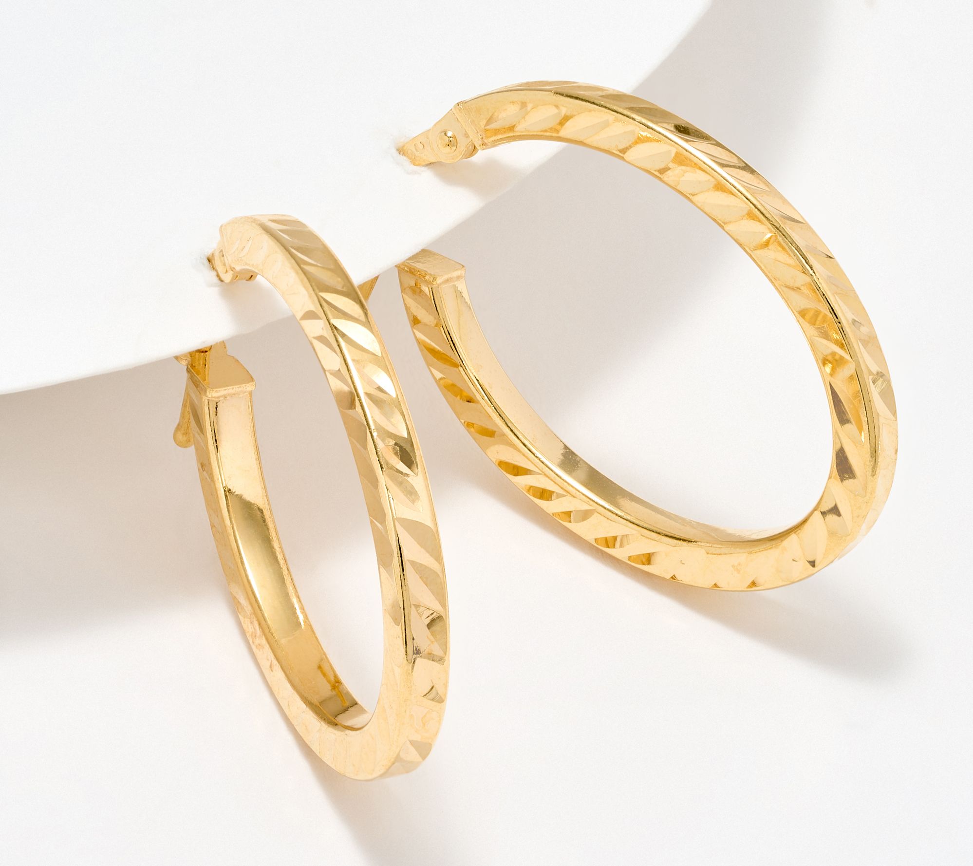 "As Is" UltraFine 950 Silver Diamond Cut 1" Hoop Earrings