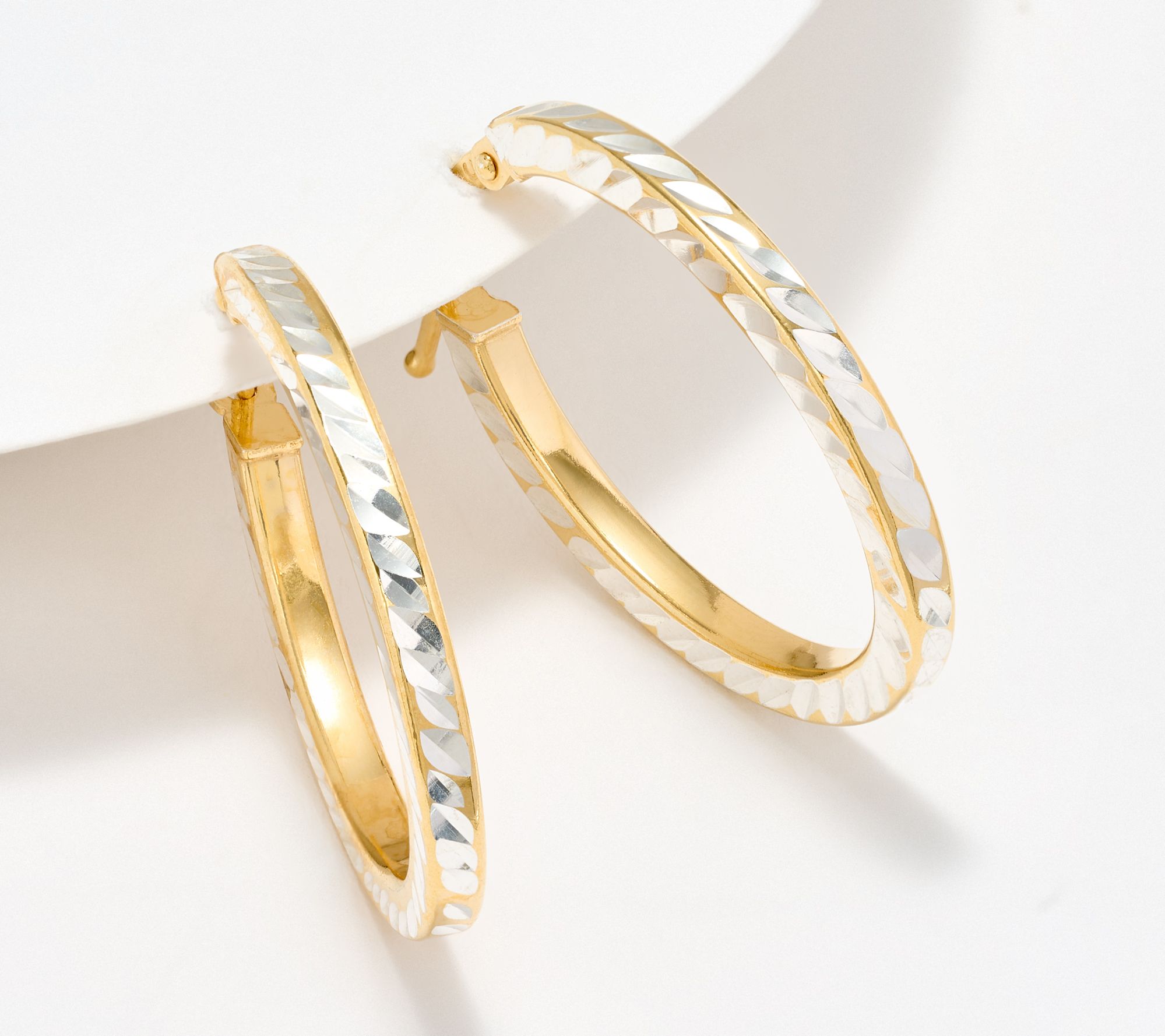 "As Is" UltraFine 950 Silver Diamond Cut 1" Hoop Earrings