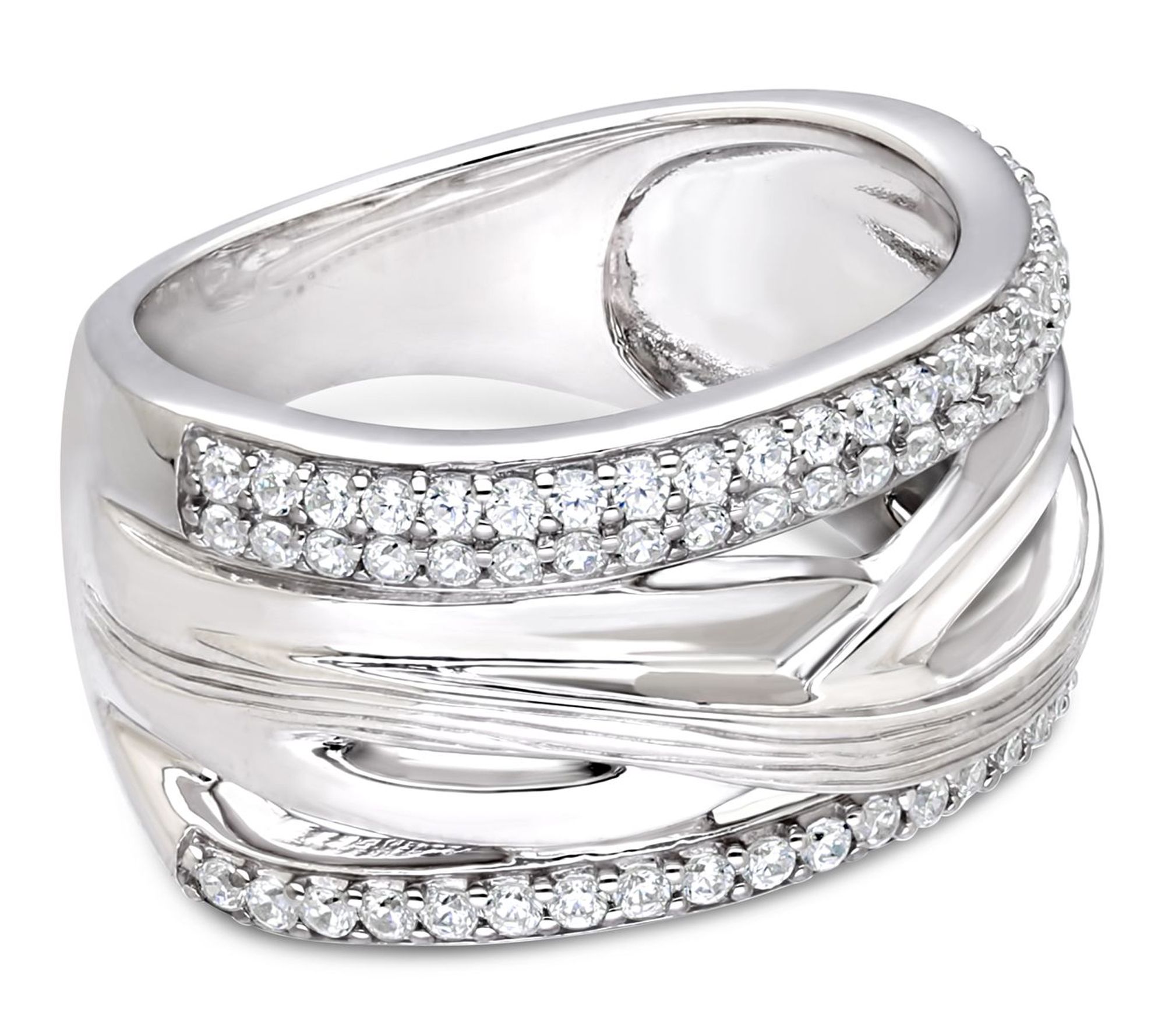 Ariva Sterling Silver Diamonique Highway Ring