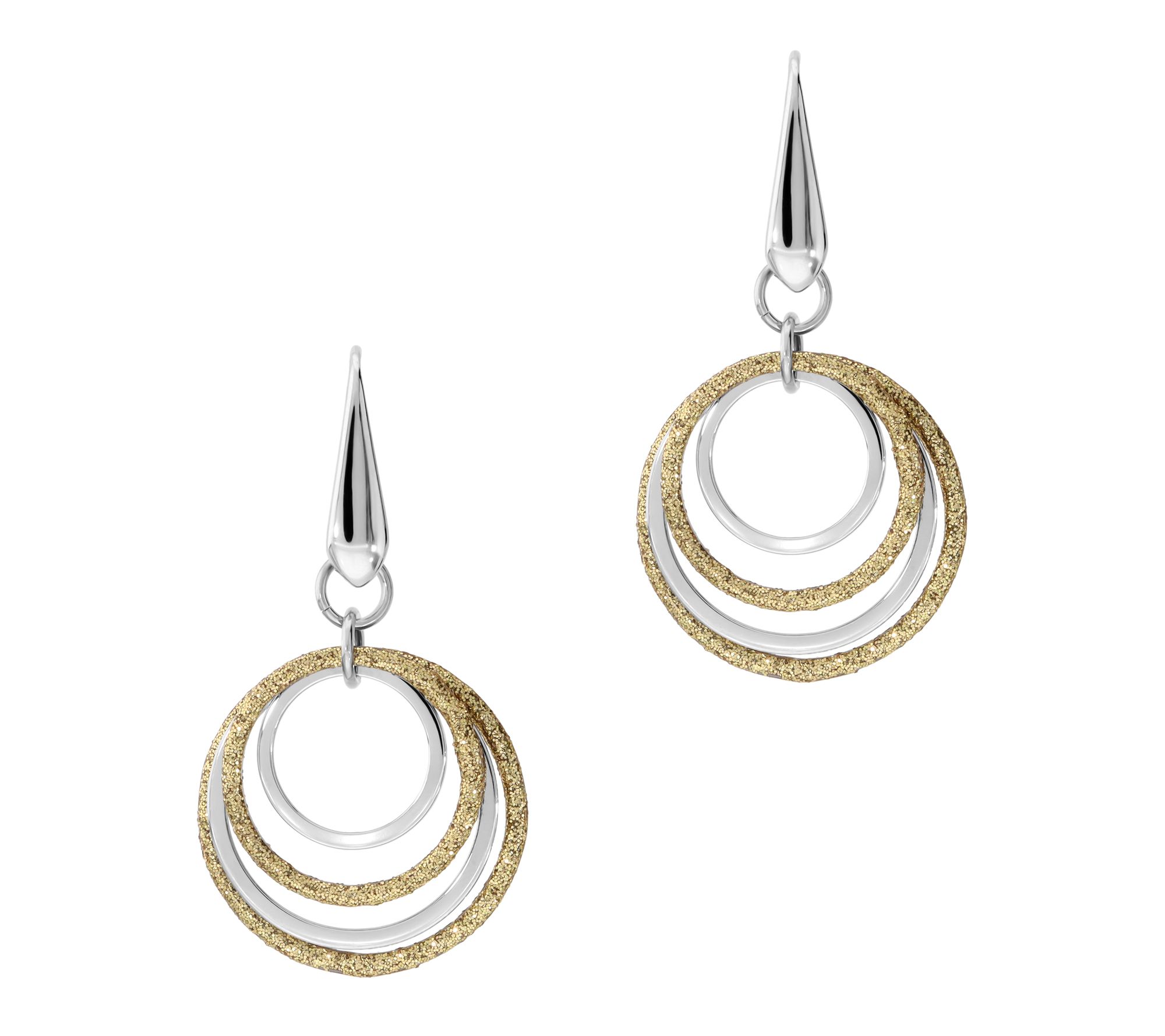 Steel By Design Nested Circle Glitter Earrings