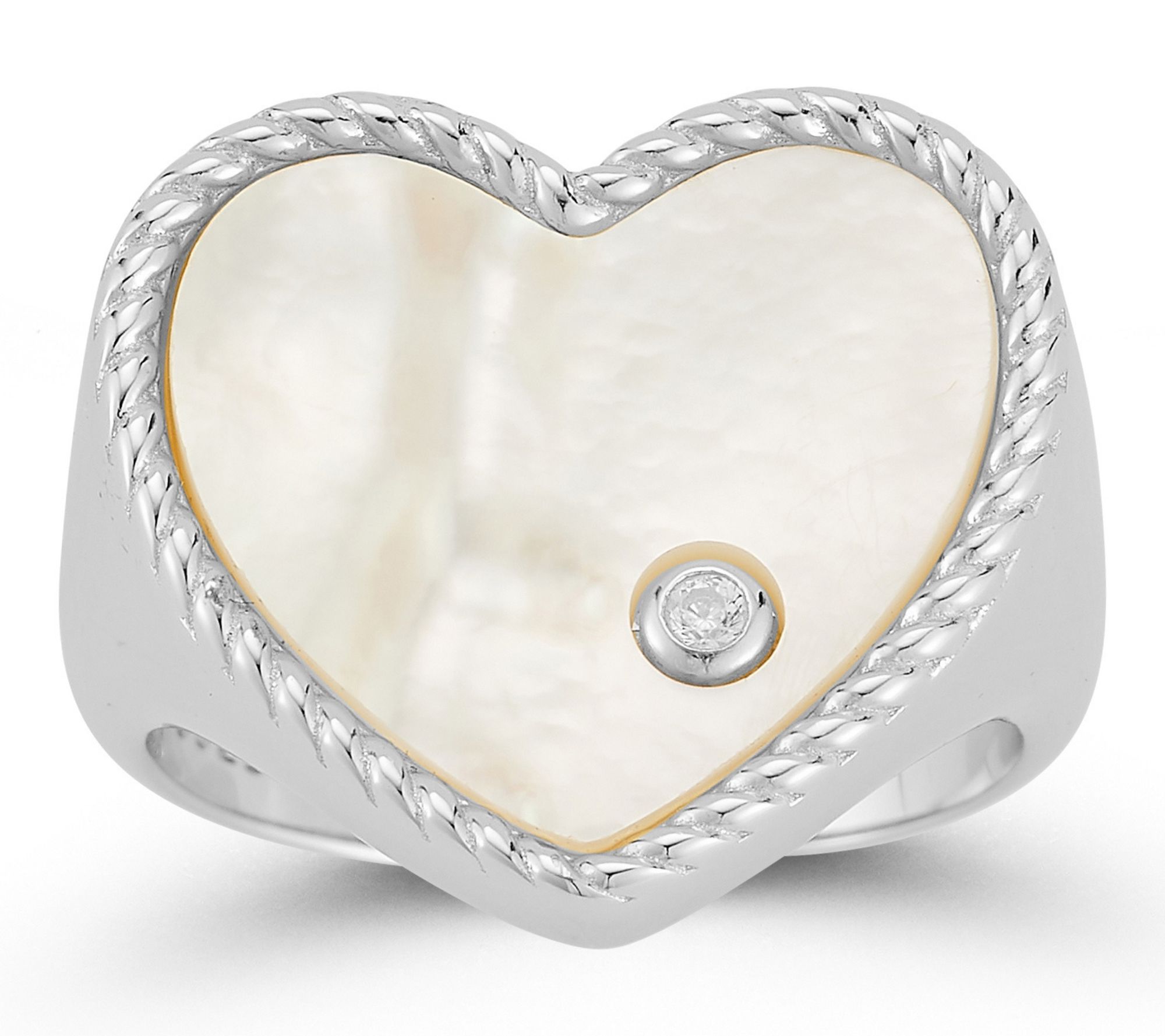 Sterlina Silver Simulated Gemstone Heart SignetRing, Sterling