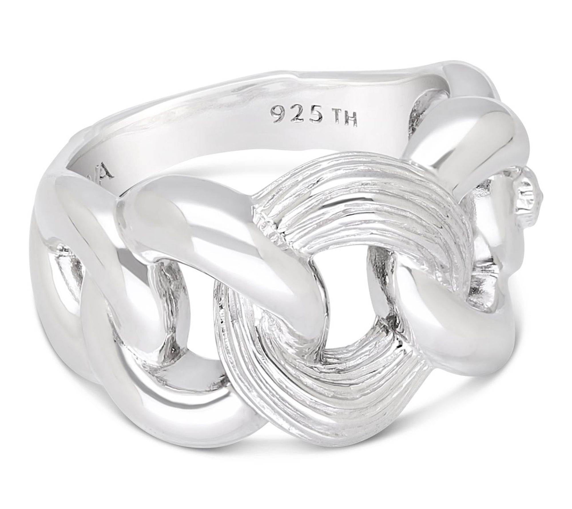 Ariva Sterling Silver Silk Textured Link Ring